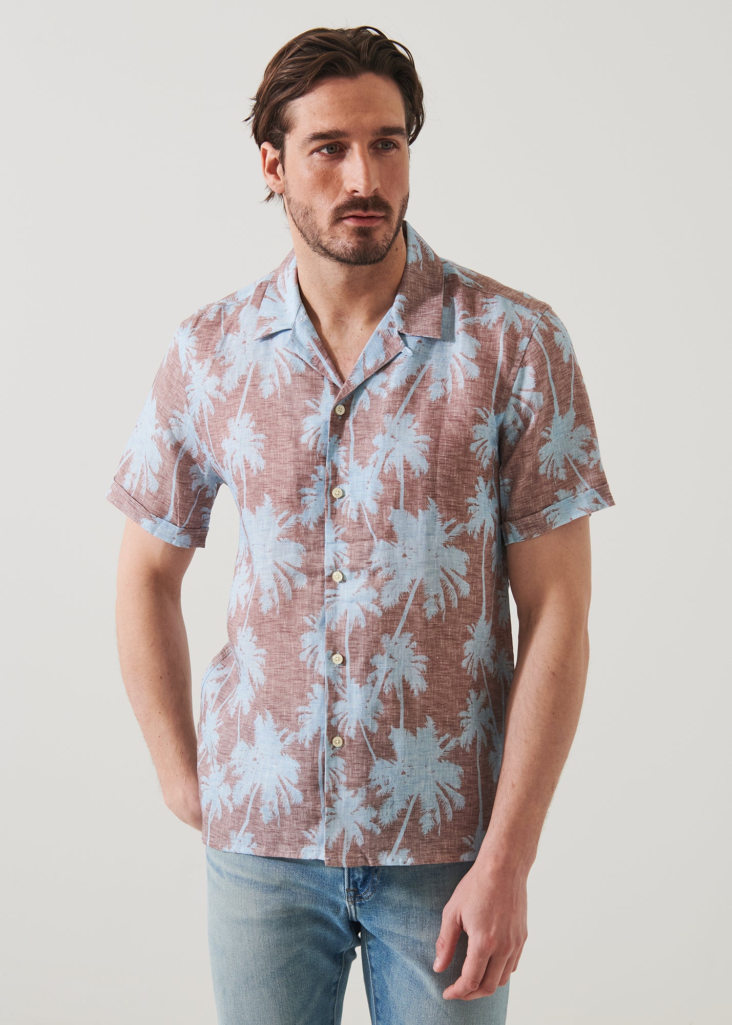 Tropical Print Camp Collar Linen Shirt - PATRICK ASSARAF