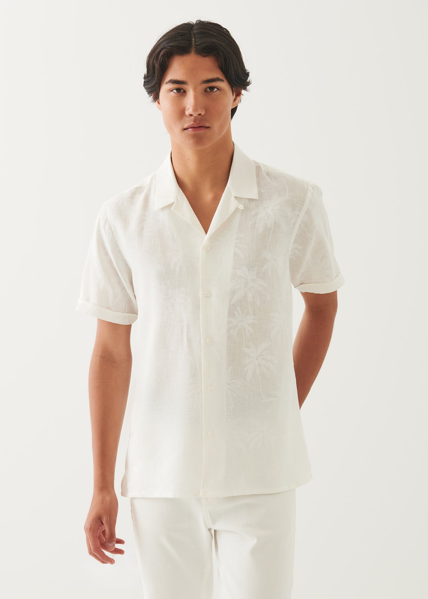 Printed Linen Camp Collar Shirt - PATRICK ASSARAF