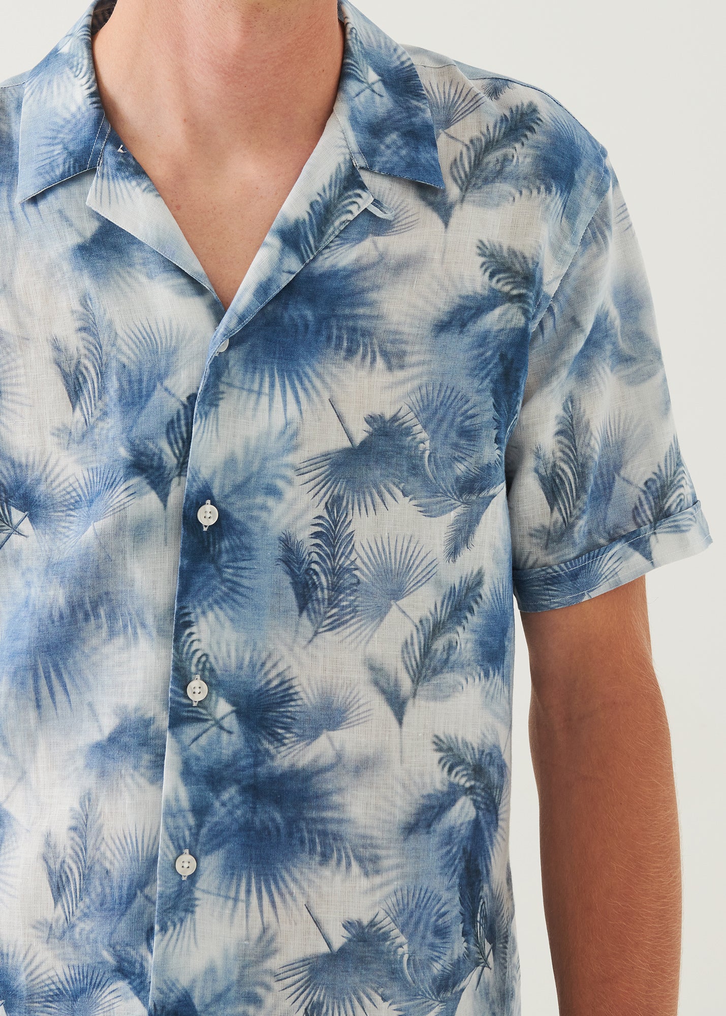 Printed Linen Camp Collar Shirt - PATRICK ASSARAF