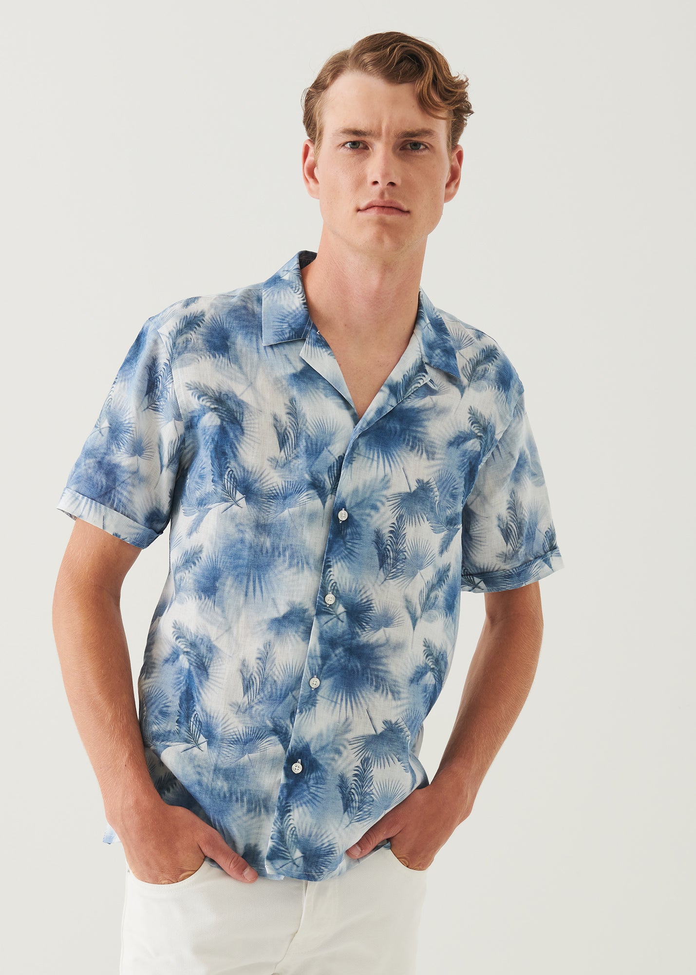 Printed Linen Camp Collar Shirt - PATRICK ASSARAF