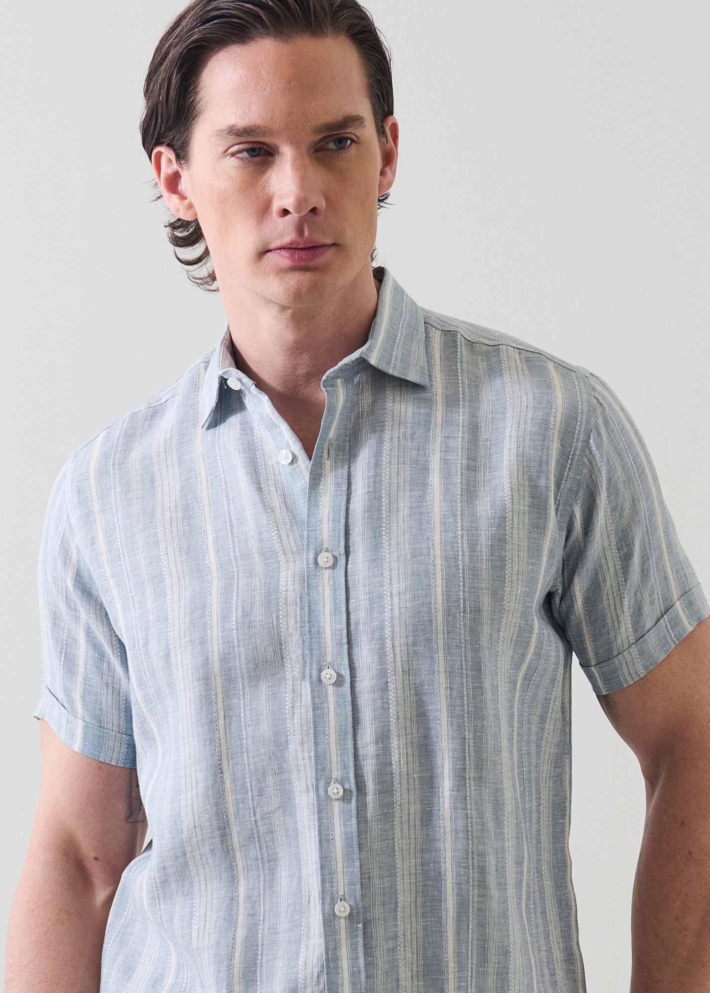 Jacquard Stripe Linen Shirt - PATRICK ASSARAF