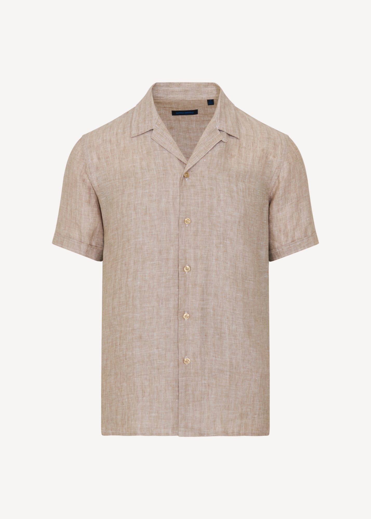 Striped Jacquard Linen Camp Collar Shirt