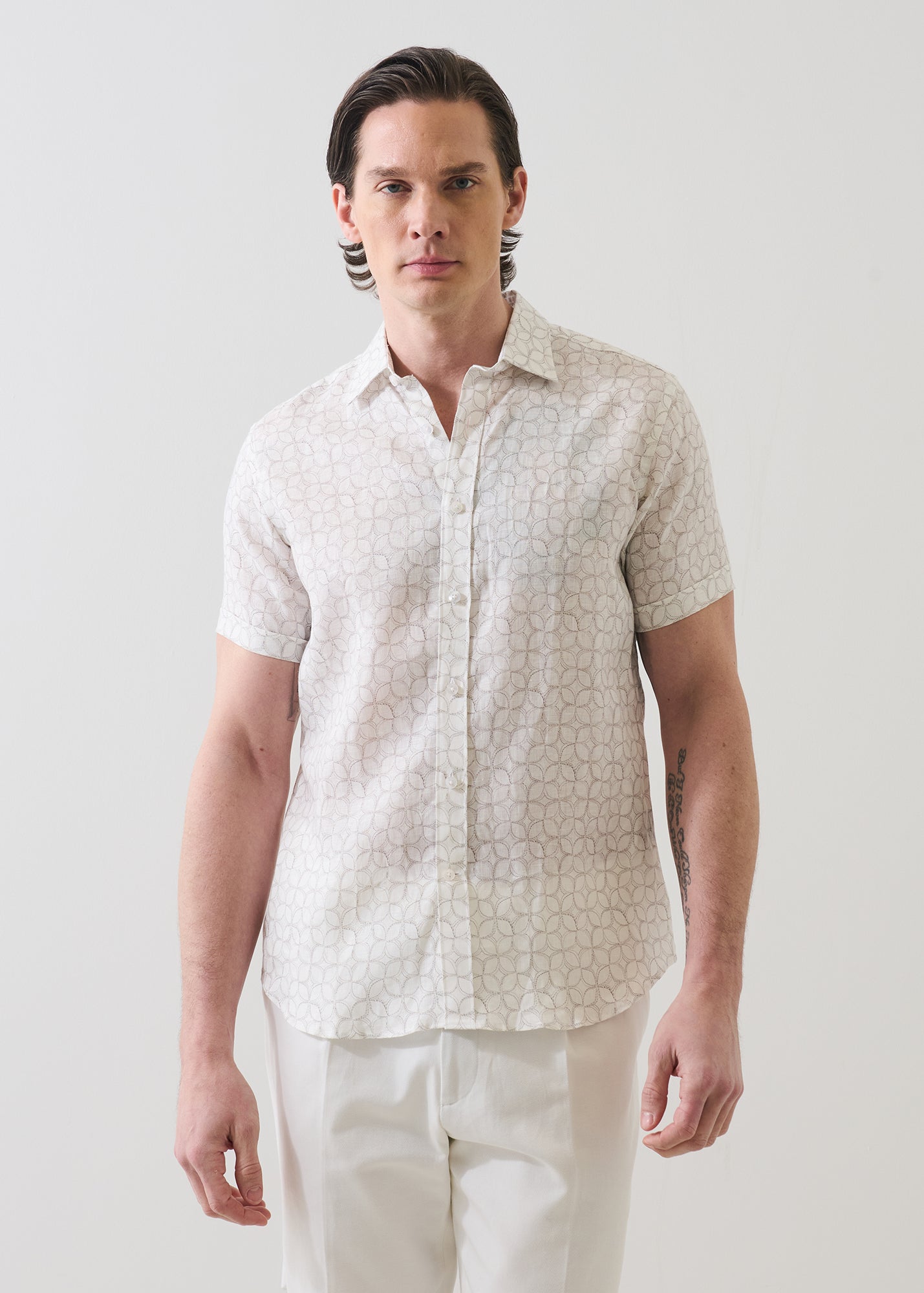 Geometric Print Linen Shirt - PATRICK ASSARAF