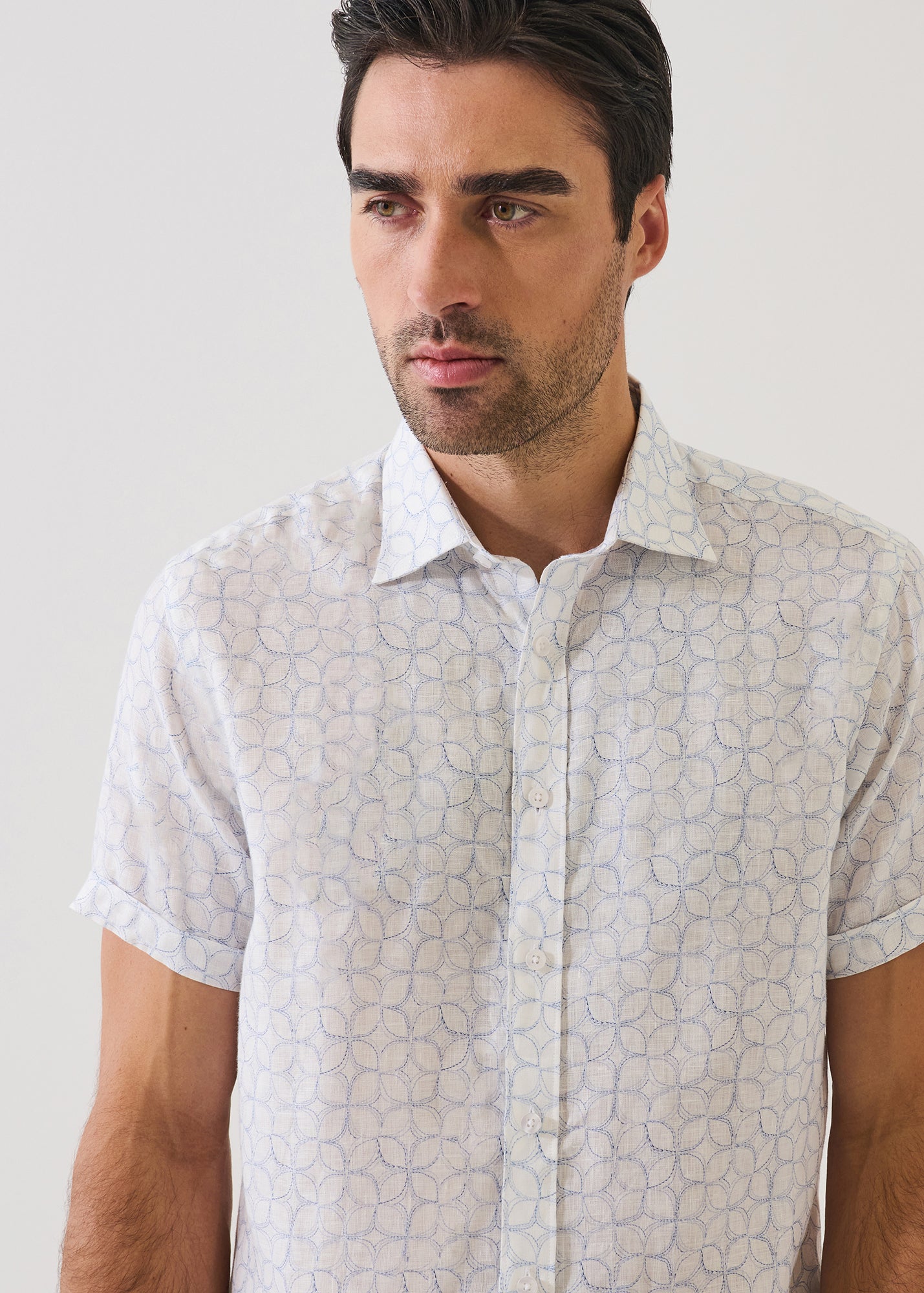 Geometric Print Linen Shirt
