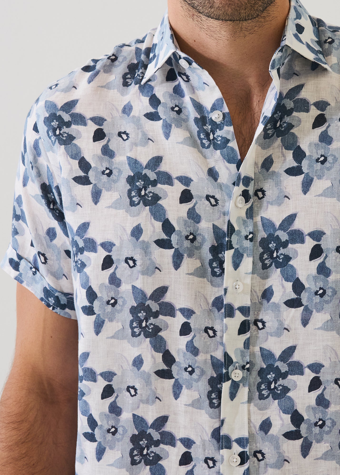 Watercolour Floral Print Linen Shirt