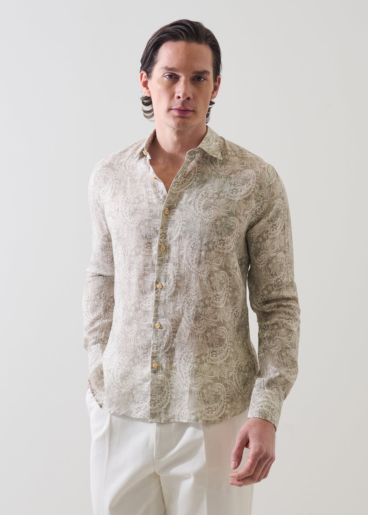 Paisley Print Linen Shirt - PATRICK ASSARAF