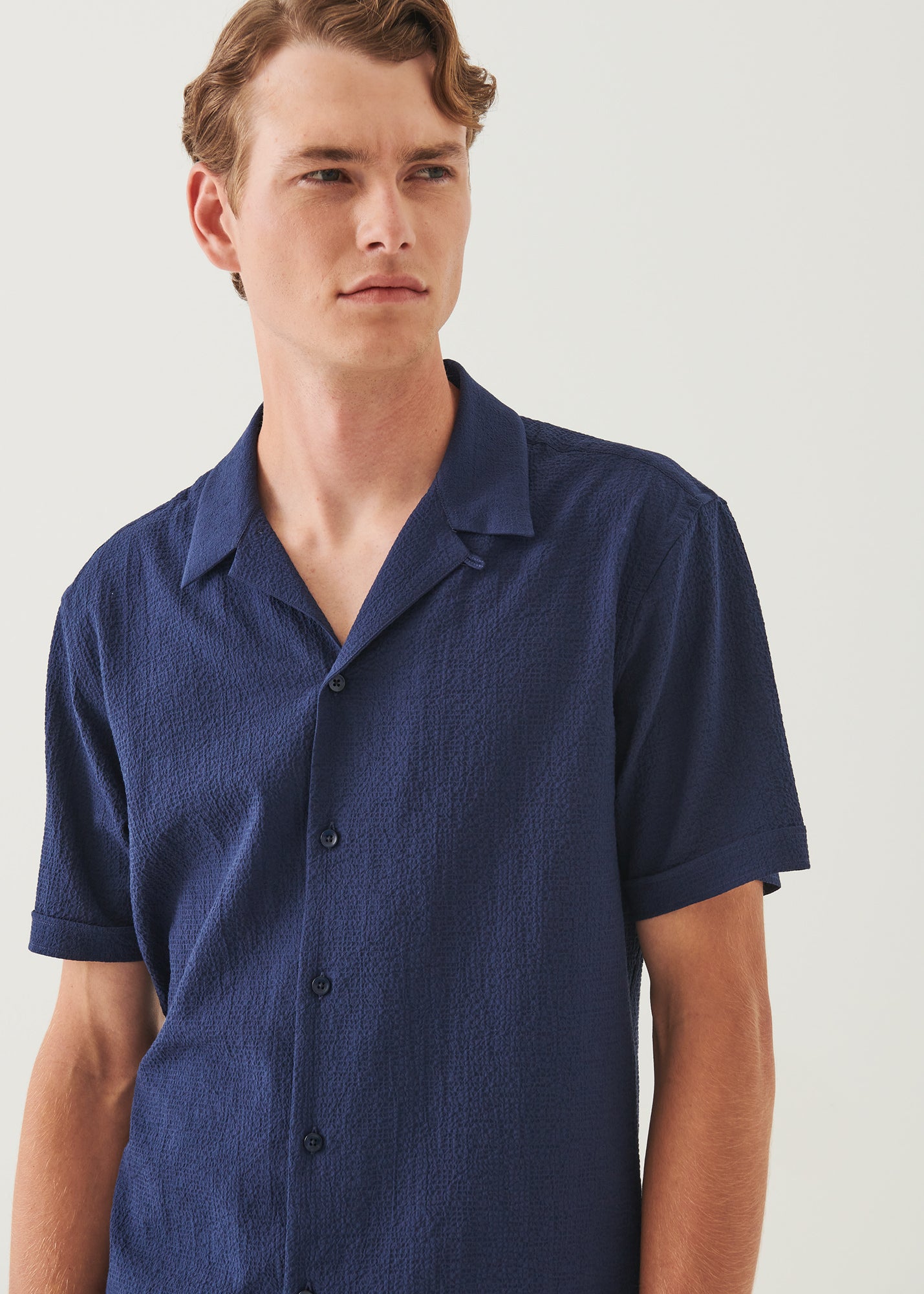 Cotton Stretch Camp Collar Shirt - PATRICK ASSARAF