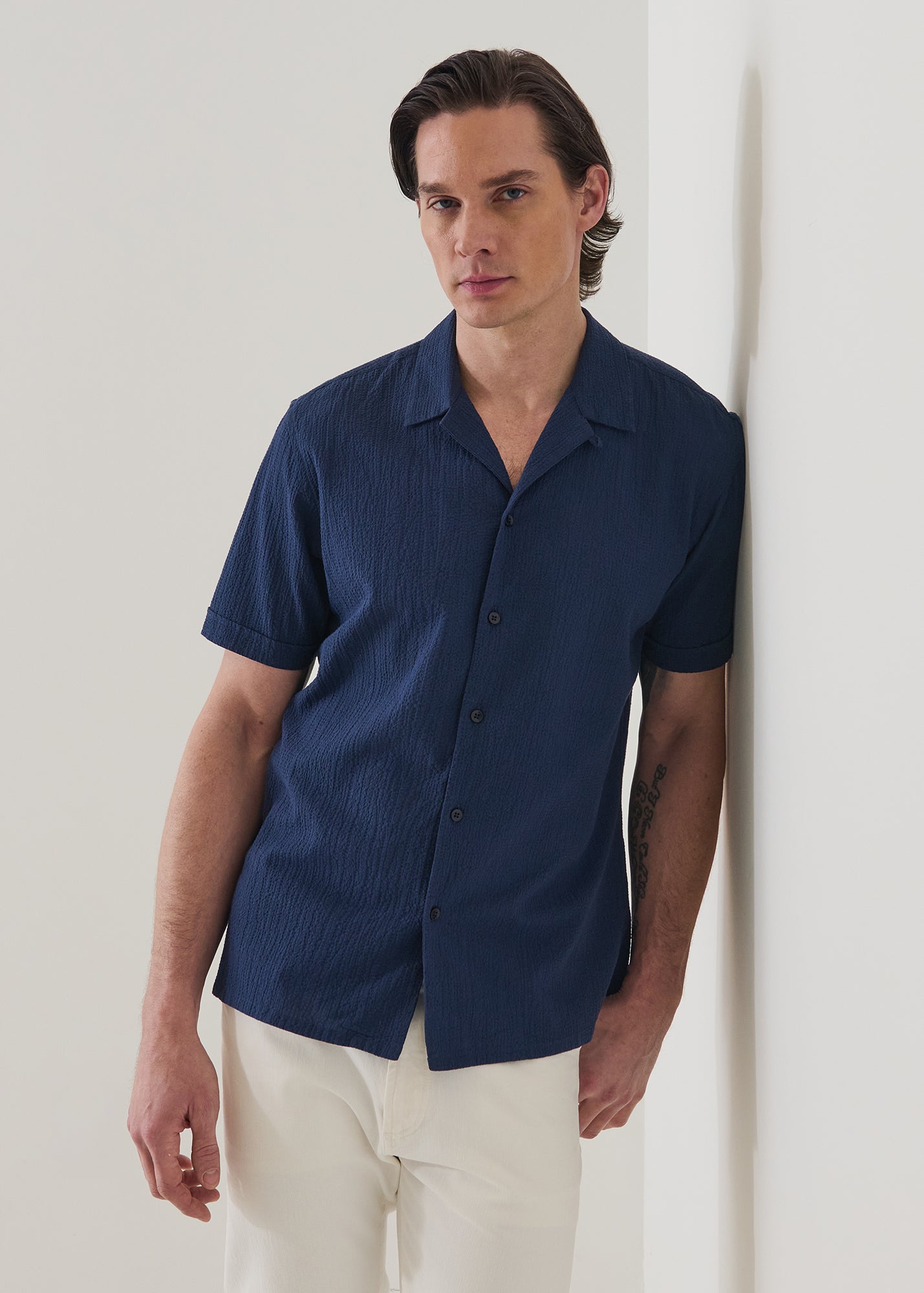 Seersucker Cotton Stretch Shirt - PATRICK ASSARAF