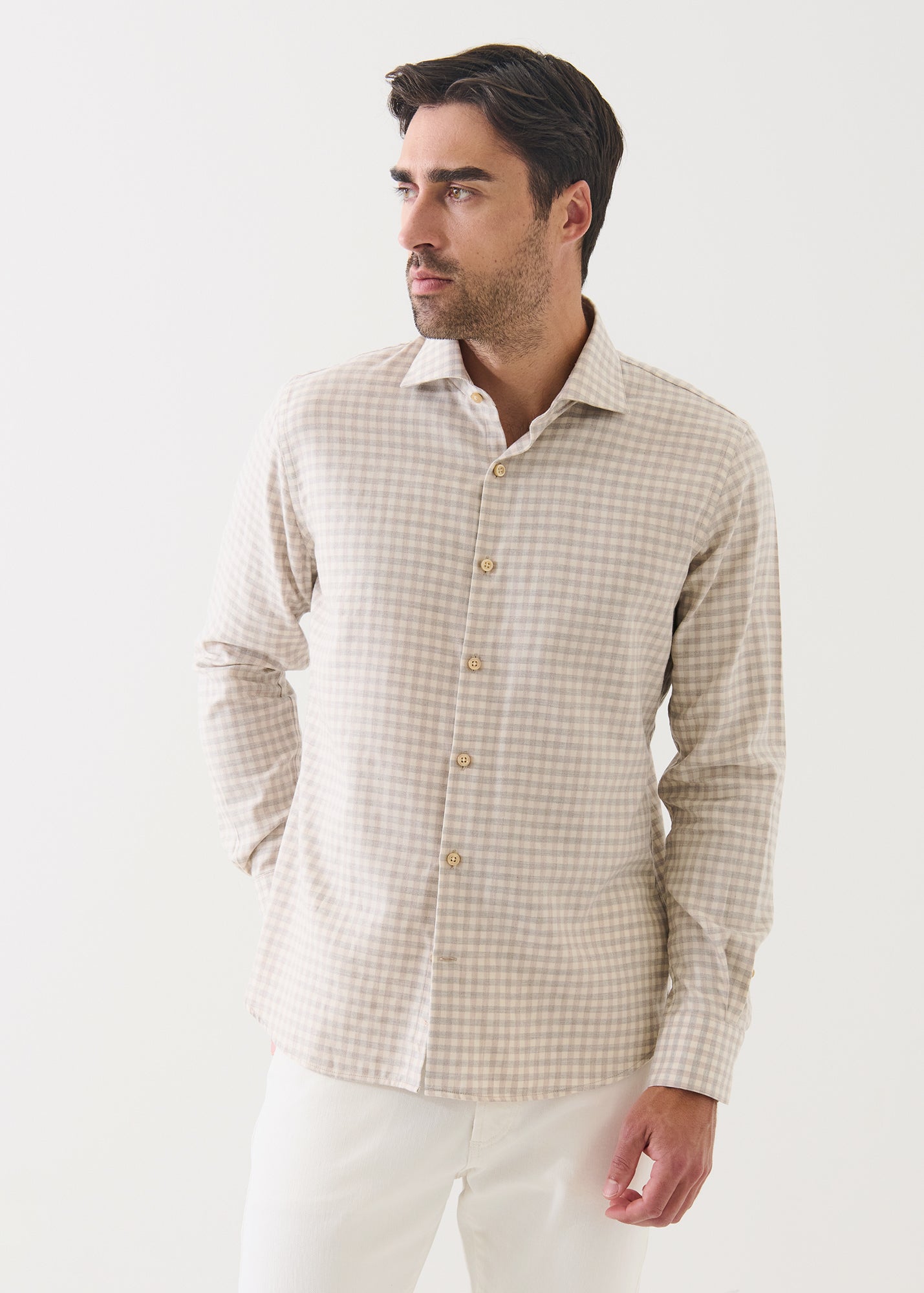 Soft Check Spread Collar Shirt