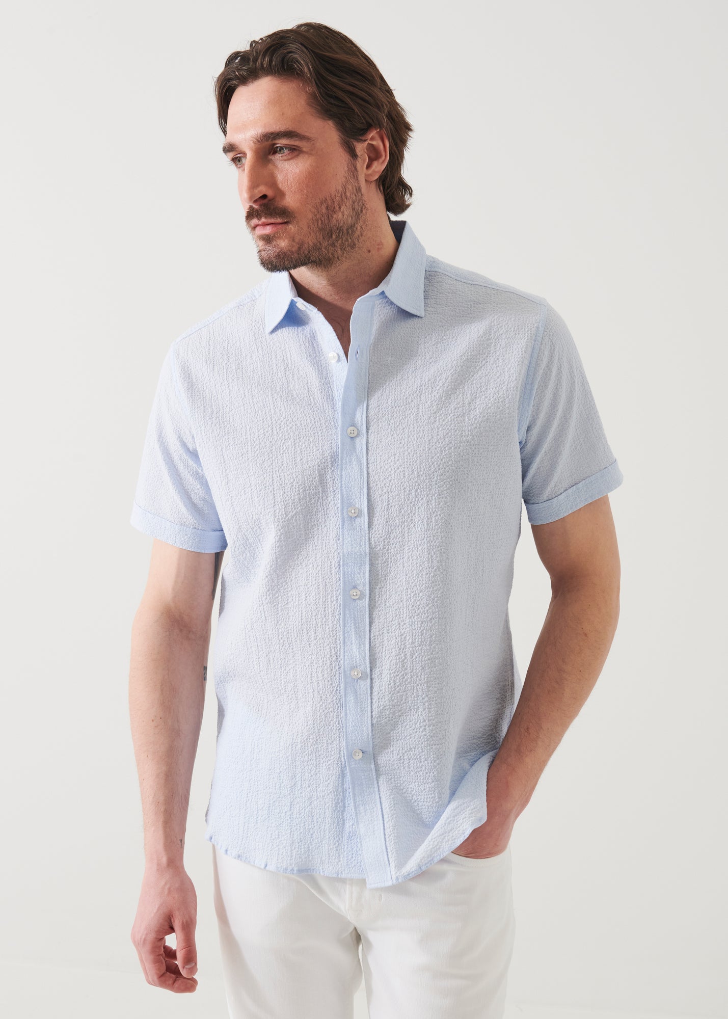 Seersucker Cotton Stretch Shirt
