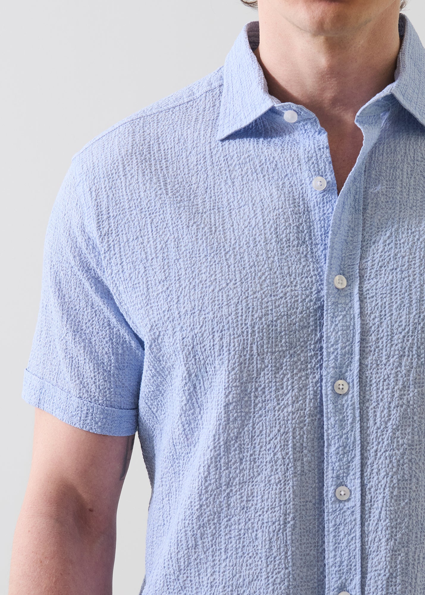Seersucker Cotton Stretch Shirt - PATRICK ASSARAF