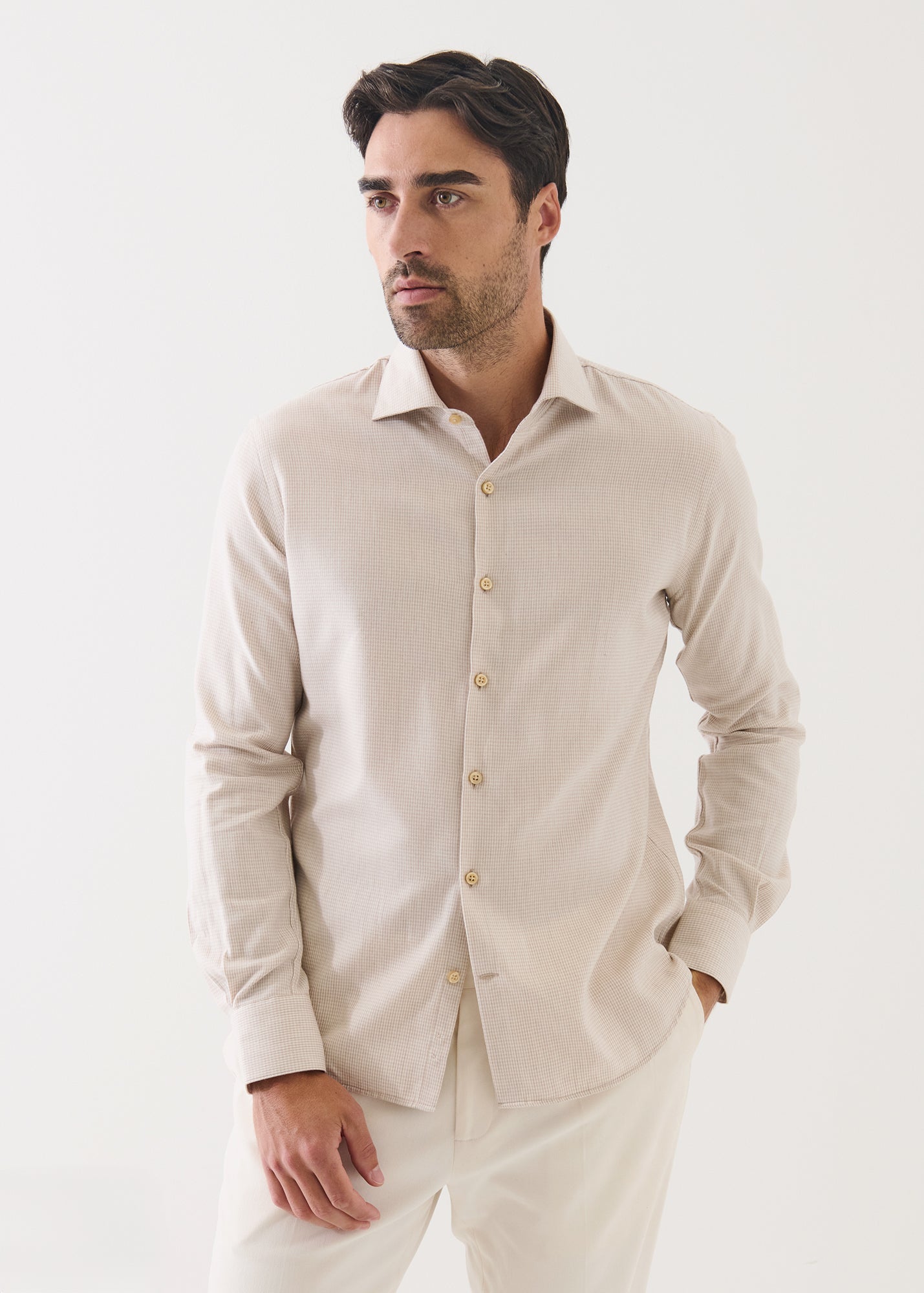 Mini Houndstooth Spread Collar Shirt