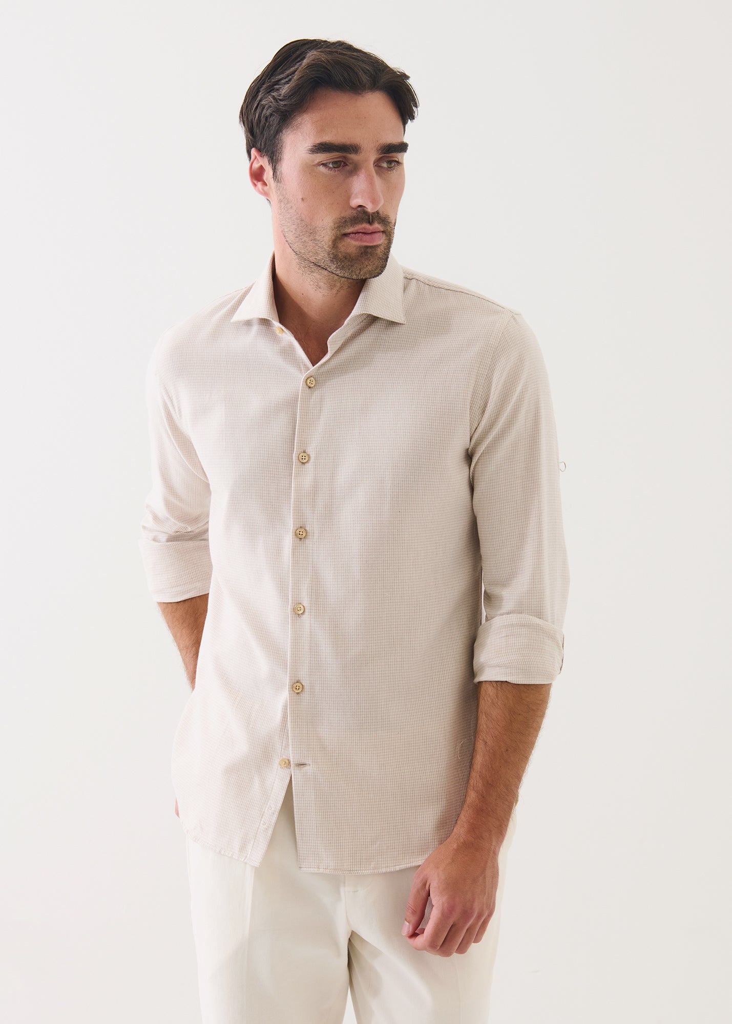 Mini Houndstooth Spread Collar Shirt