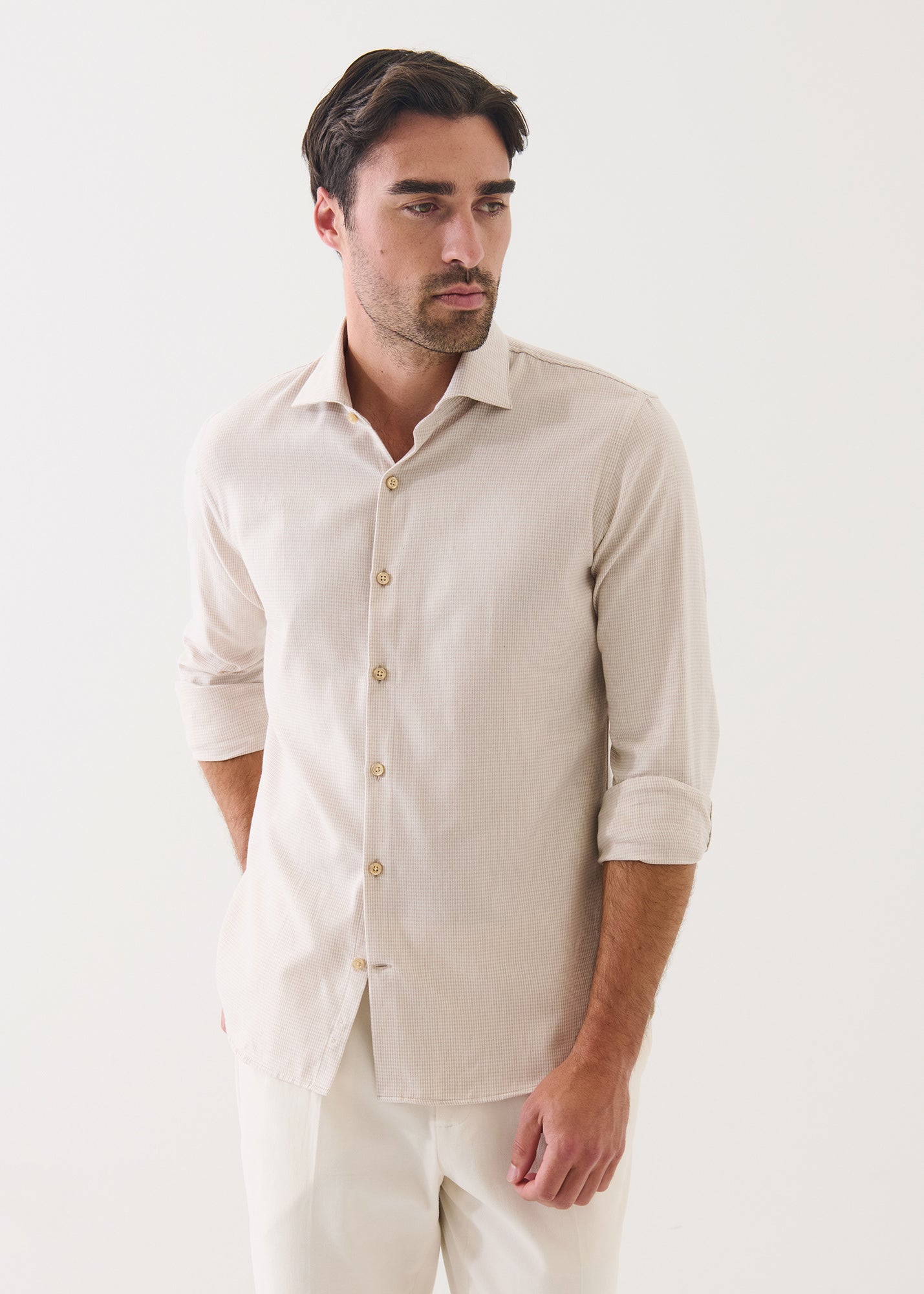 Mini Houndstooth Spread Collar Shirt