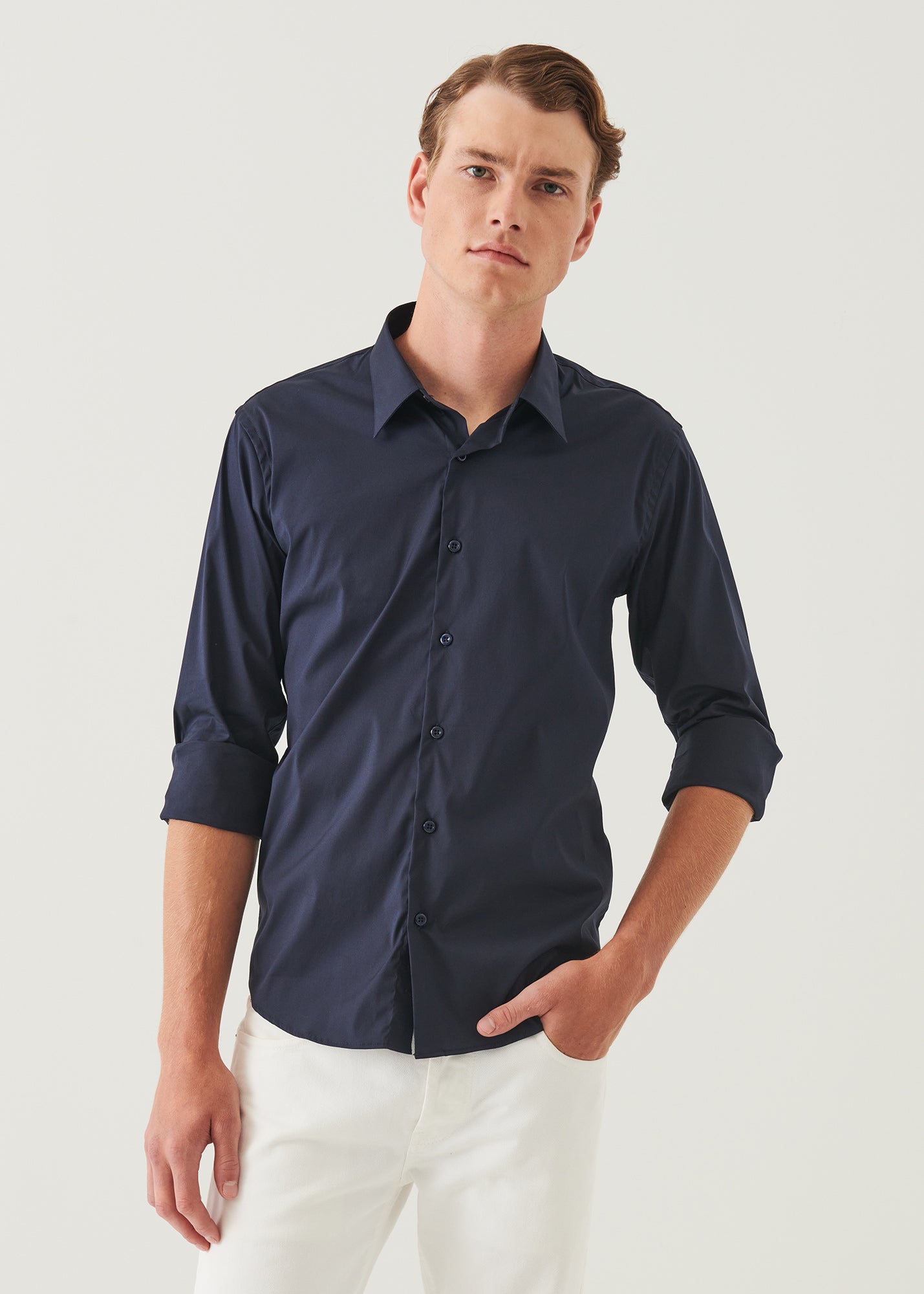 Cotton Stretch Darted Shirt - PATRICK ASSARAF