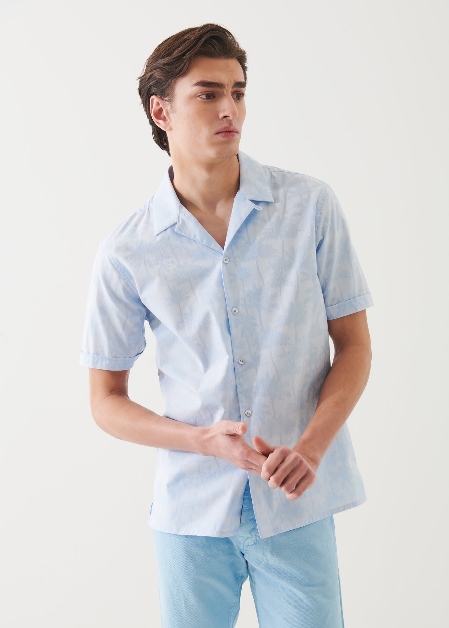 Palm Tree Print Cotton Shirt - PATRICK ASSARAF