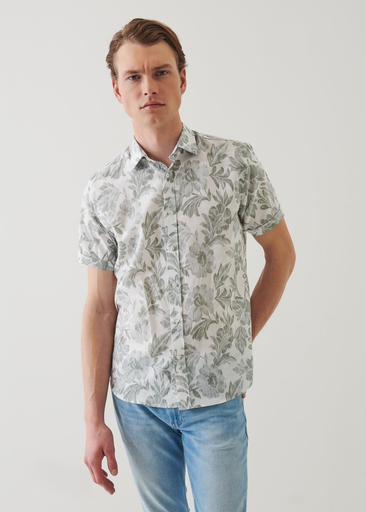 Printed Linen Cotton Blend Shirt - PATRICK ASSARAF
