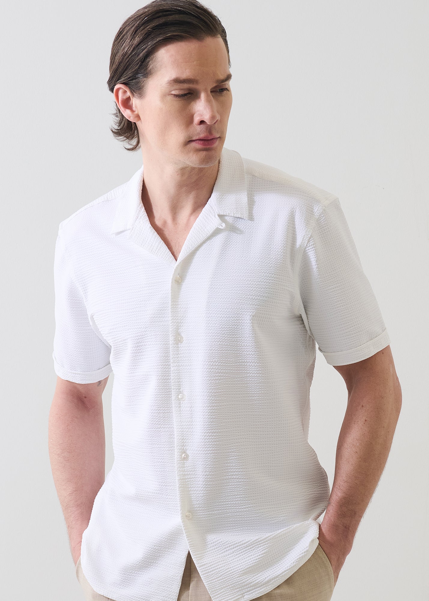 Seersucker Performance Stretch Shirt - PATRICK ASSARAF