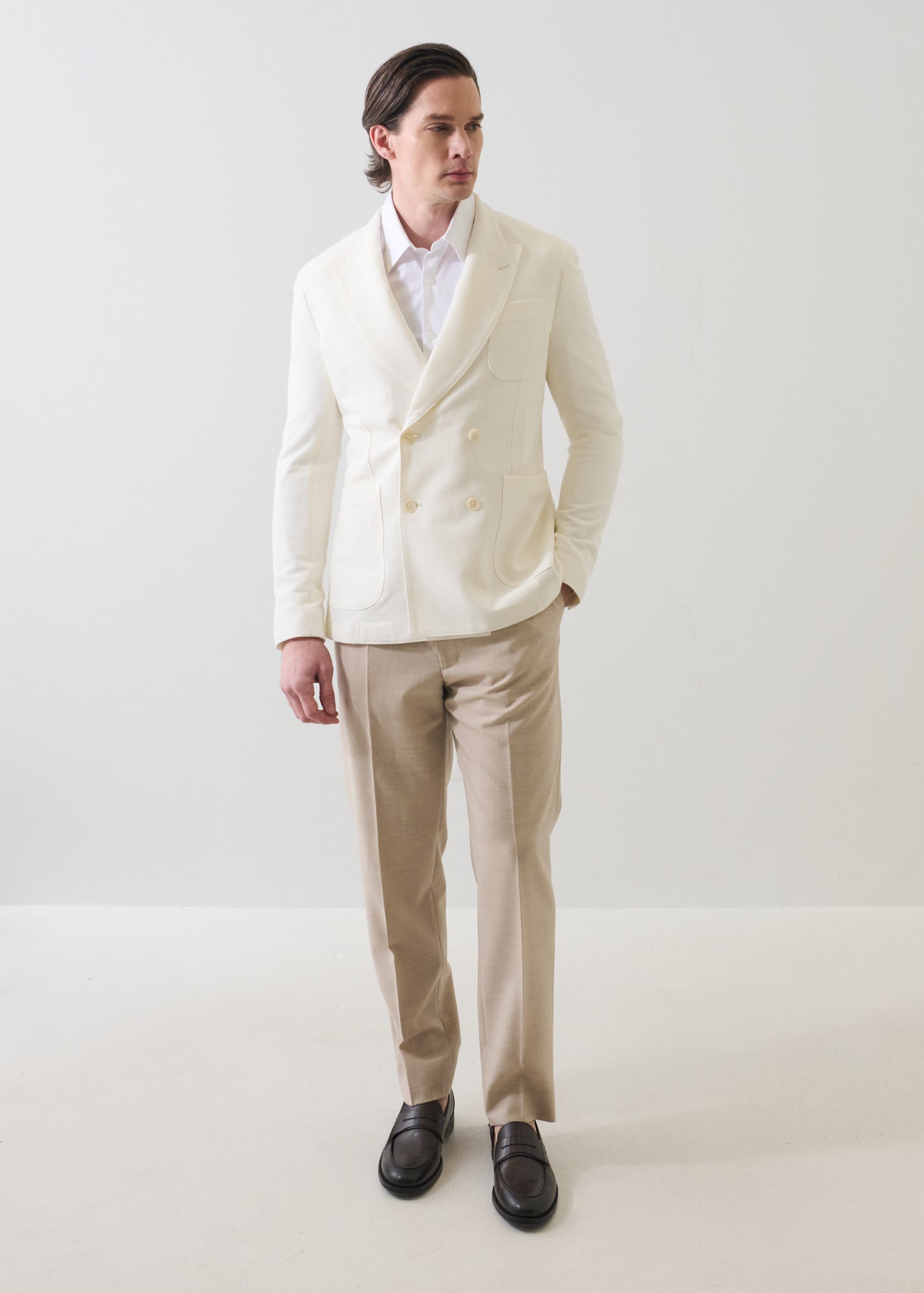 Cotton-Linen Double Breasted Knit Blazer - PATRICK ASSARAF