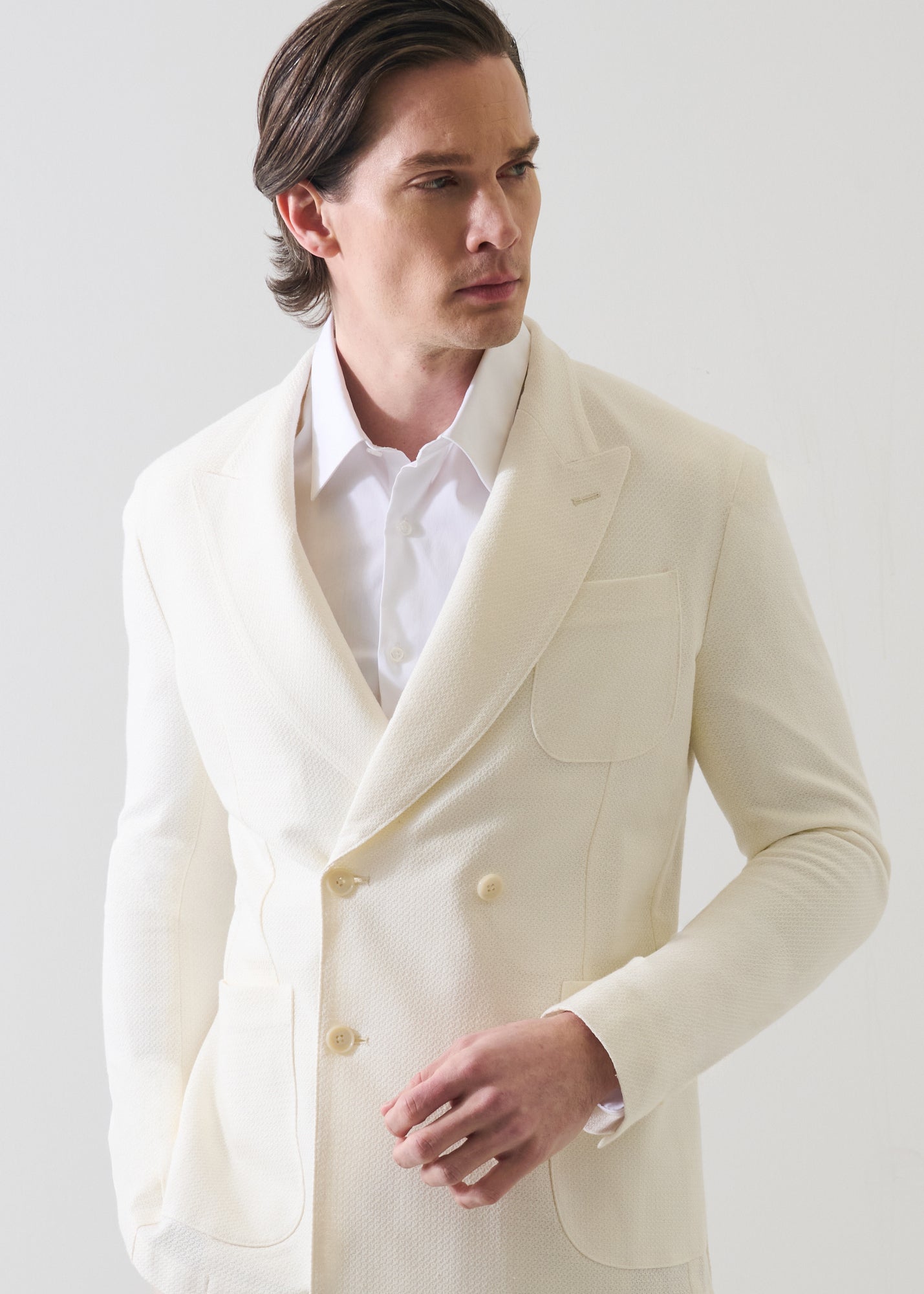 Cotton-Linen Double Breasted Knit Blazer - PATRICK ASSARAF