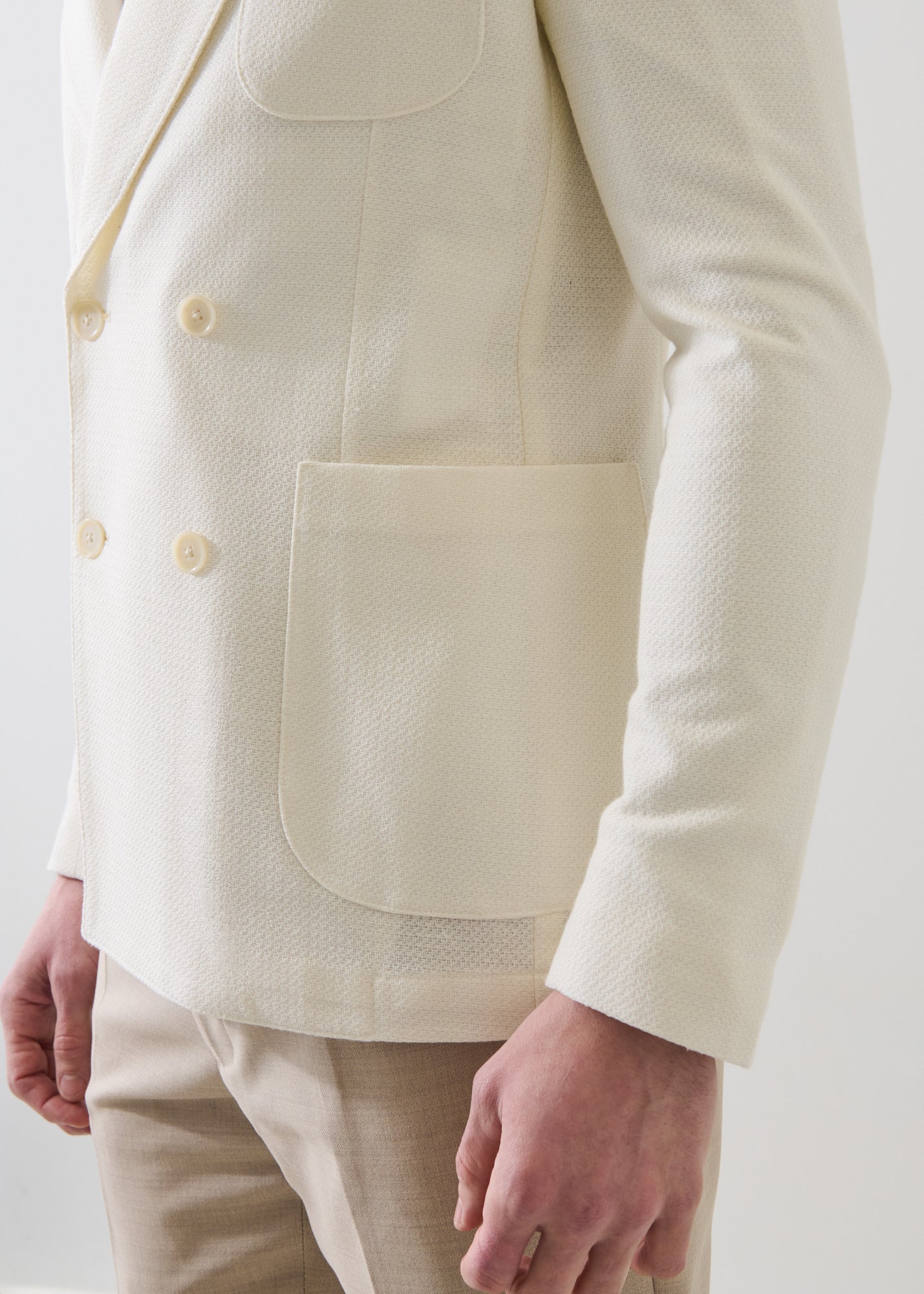 Cotton-Linen Double Breasted Knit Blazer - PATRICK ASSARAF