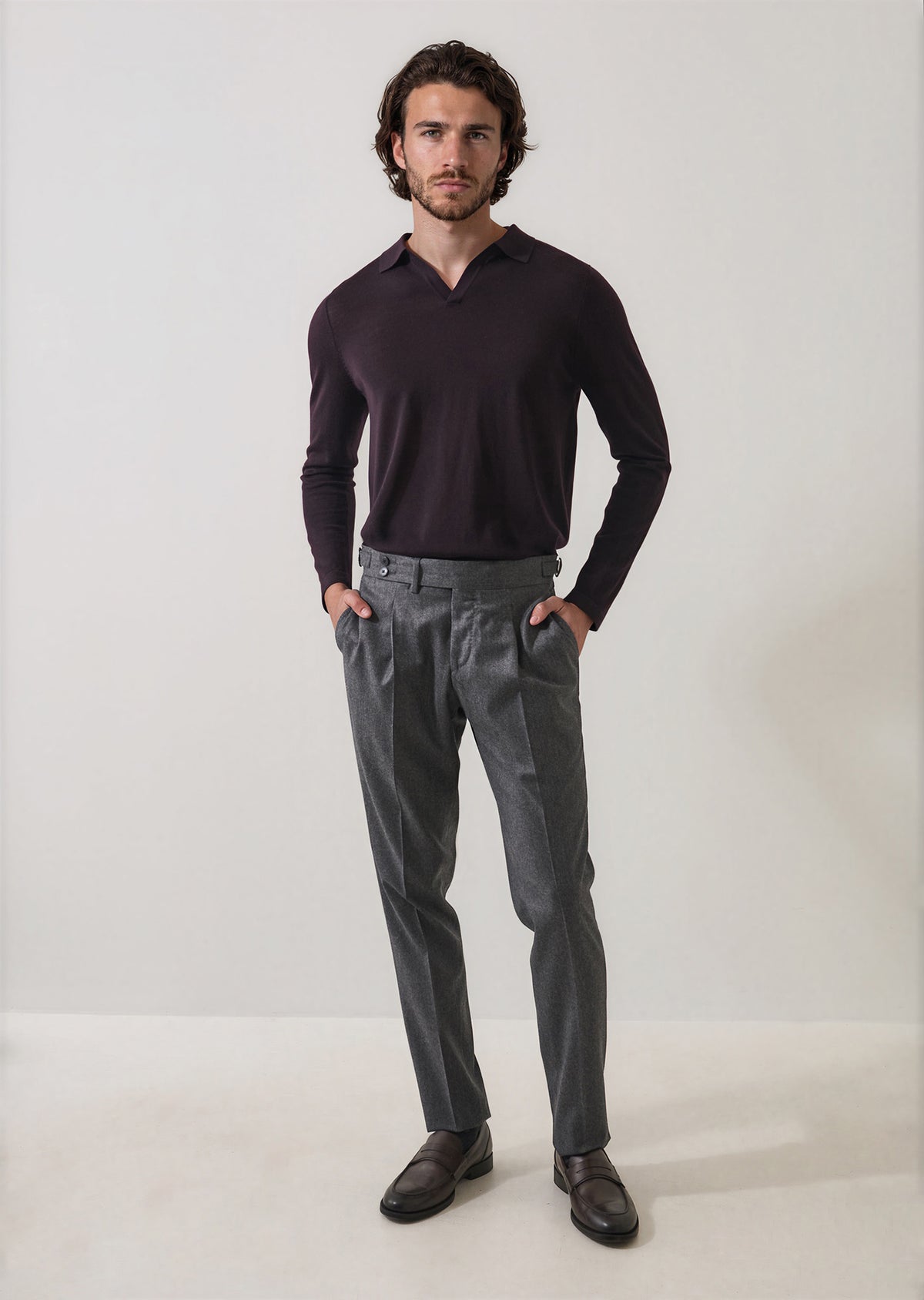 Wool Flannel Single Pleat Pant - PATRICK ASSARAF