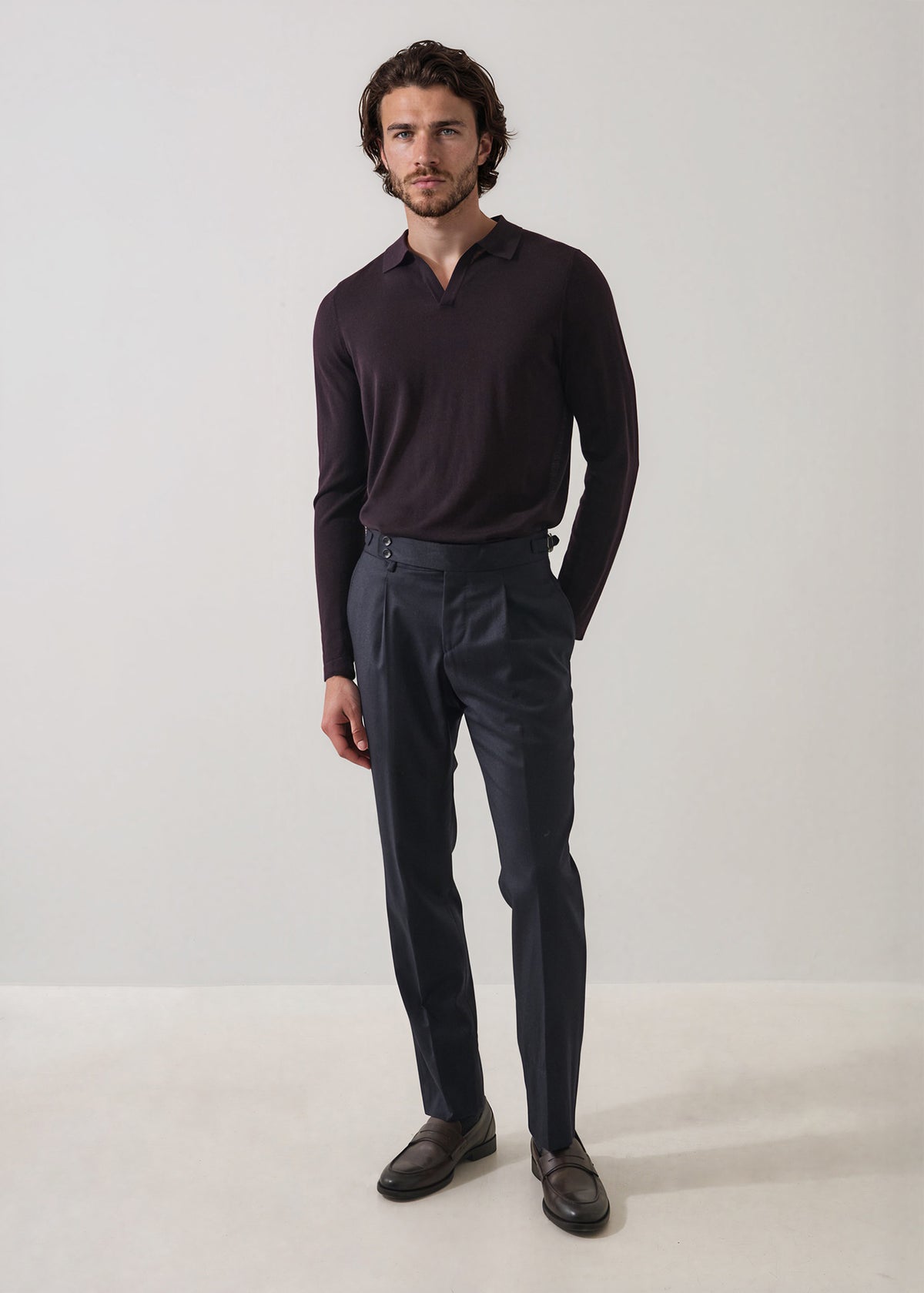 Wool Flannel Single Pleat Pant - PATRICK ASSARAF
