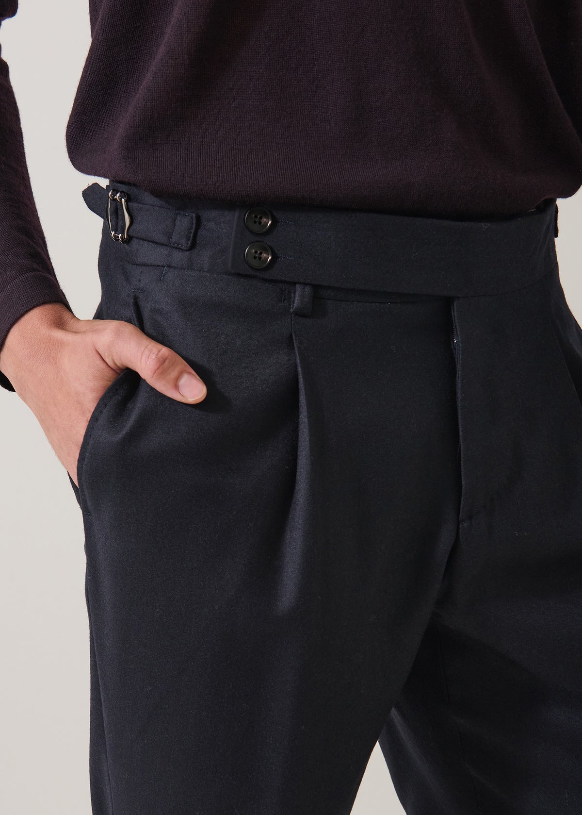 Wool Flannel Single Pleat Pant - PATRICK ASSARAF