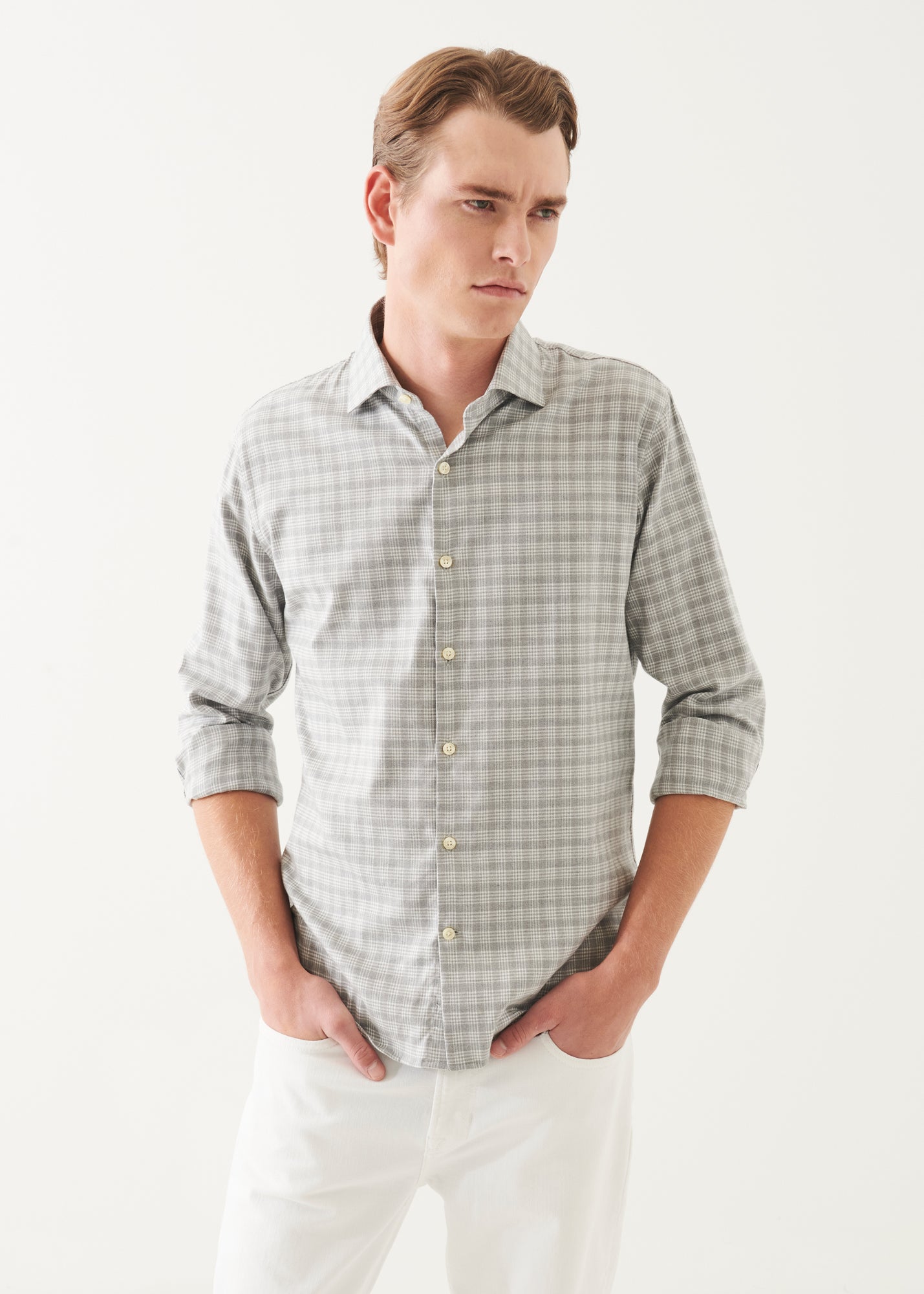 Cotton Blend Plaid Button Up Shirt - PATRICK ASSARAF