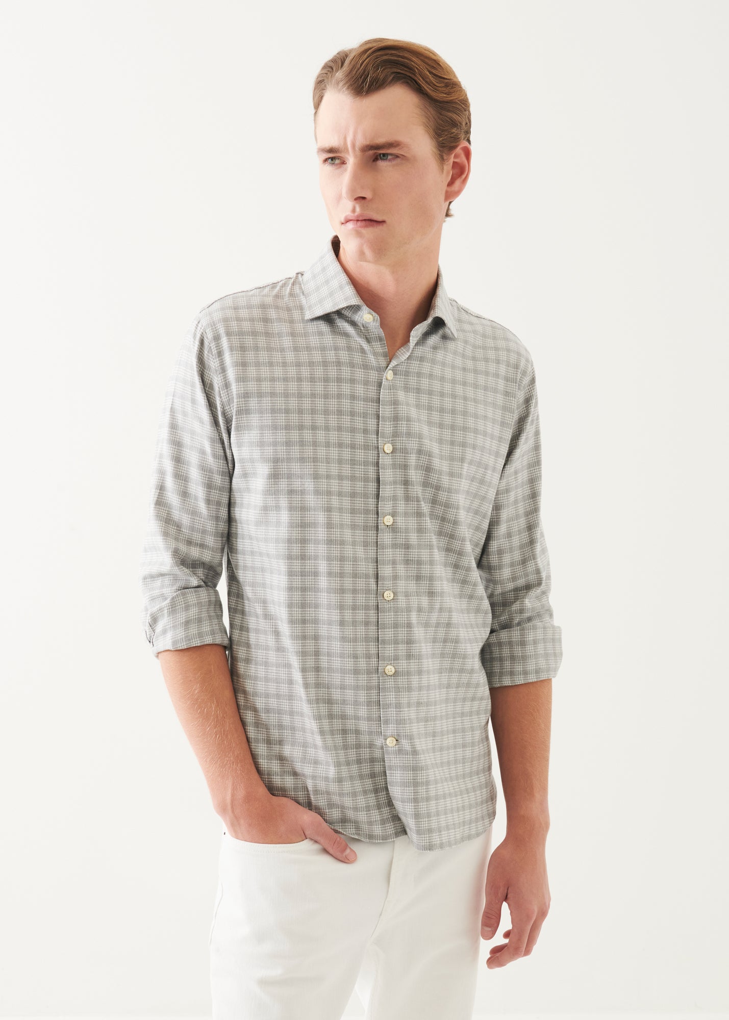 Cotton Blend Plaid Button Up Shirt - PATRICK ASSARAF
