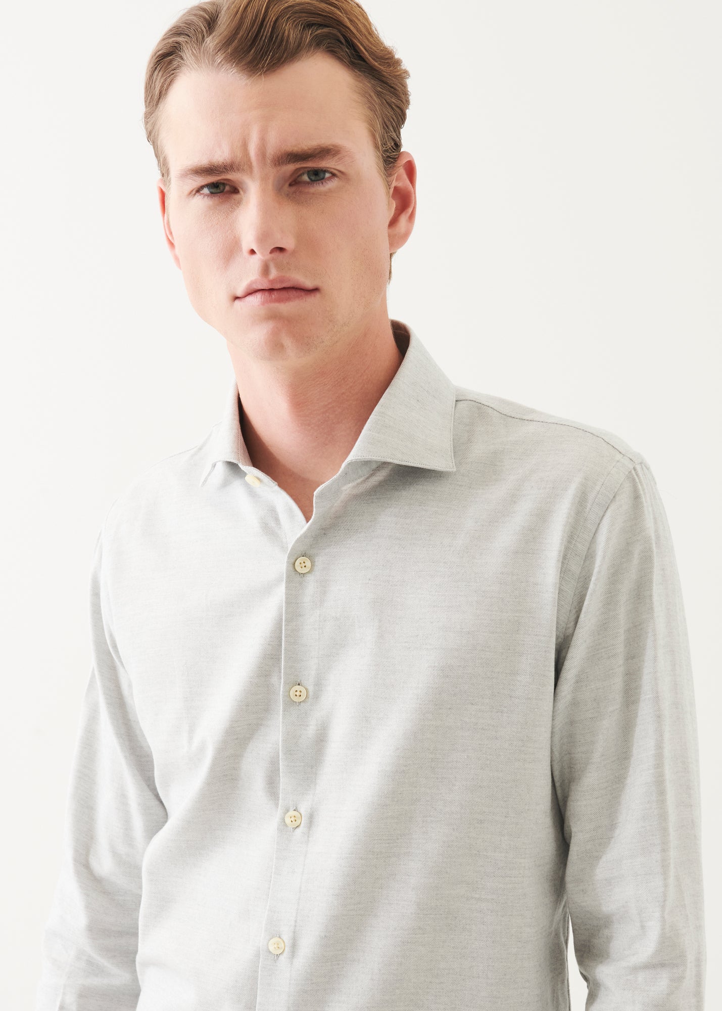 Cotton Blend Melange Button Up Shirt - PATRICK ASSARAF