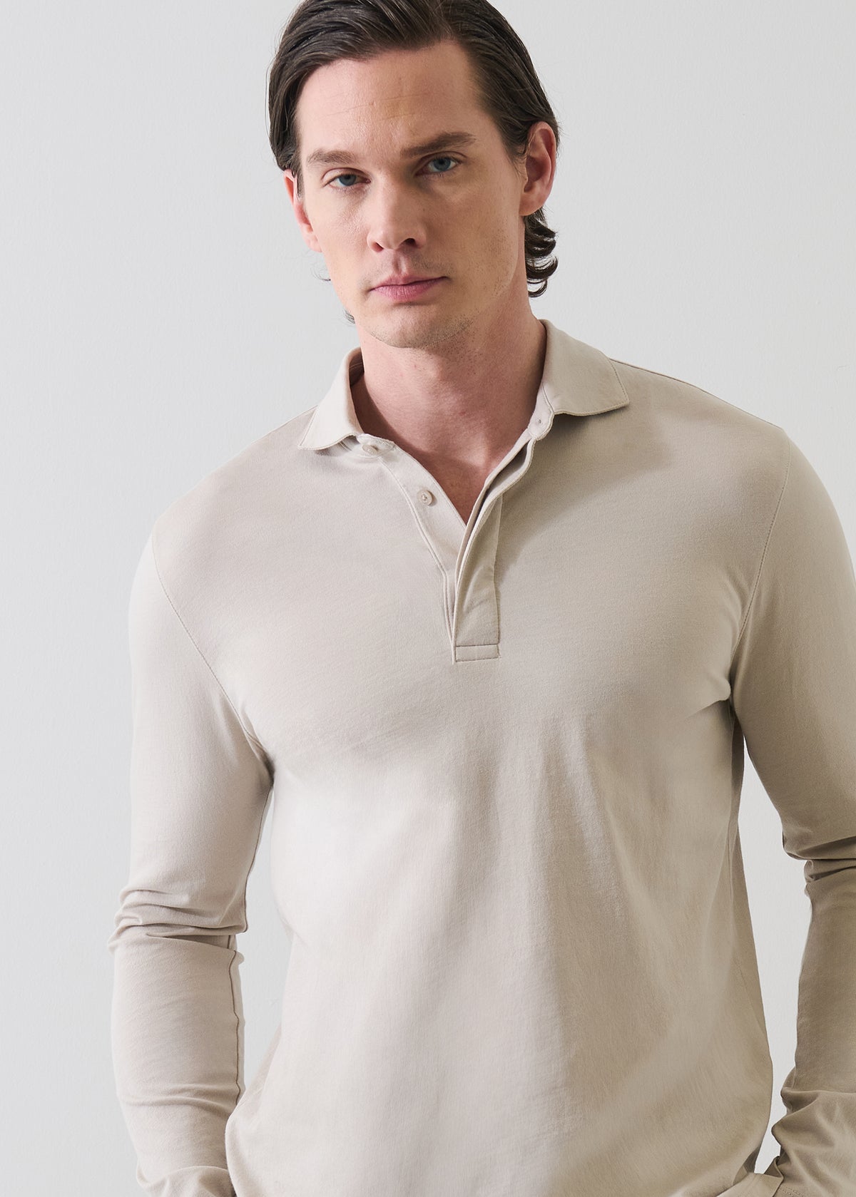 Organic Pima Cotton Long Sleeve Polo - PATRICK ASSARAF