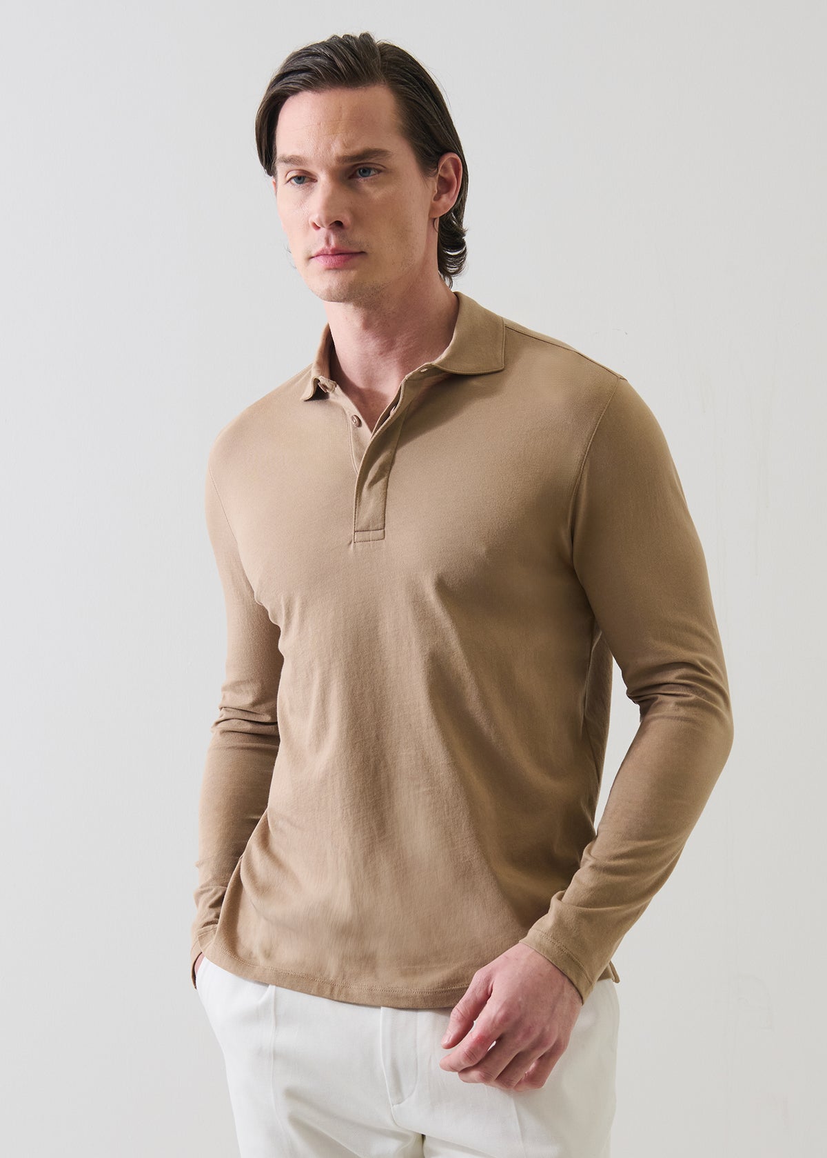 Organic Pima Cotton Long Sleeve Polo - PATRICK ASSARAF