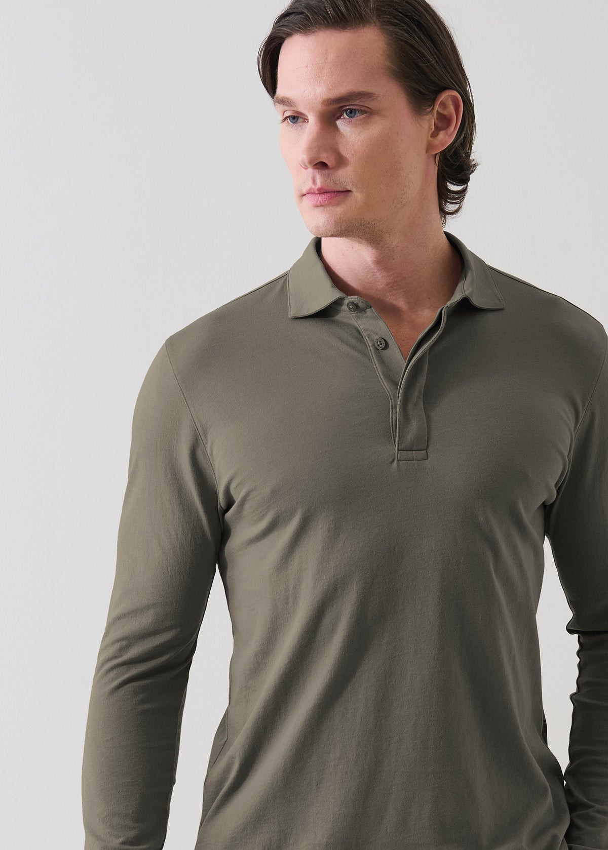 Organic Pima Cotton Long Sleeve Polo - PATRICK ASSARAF