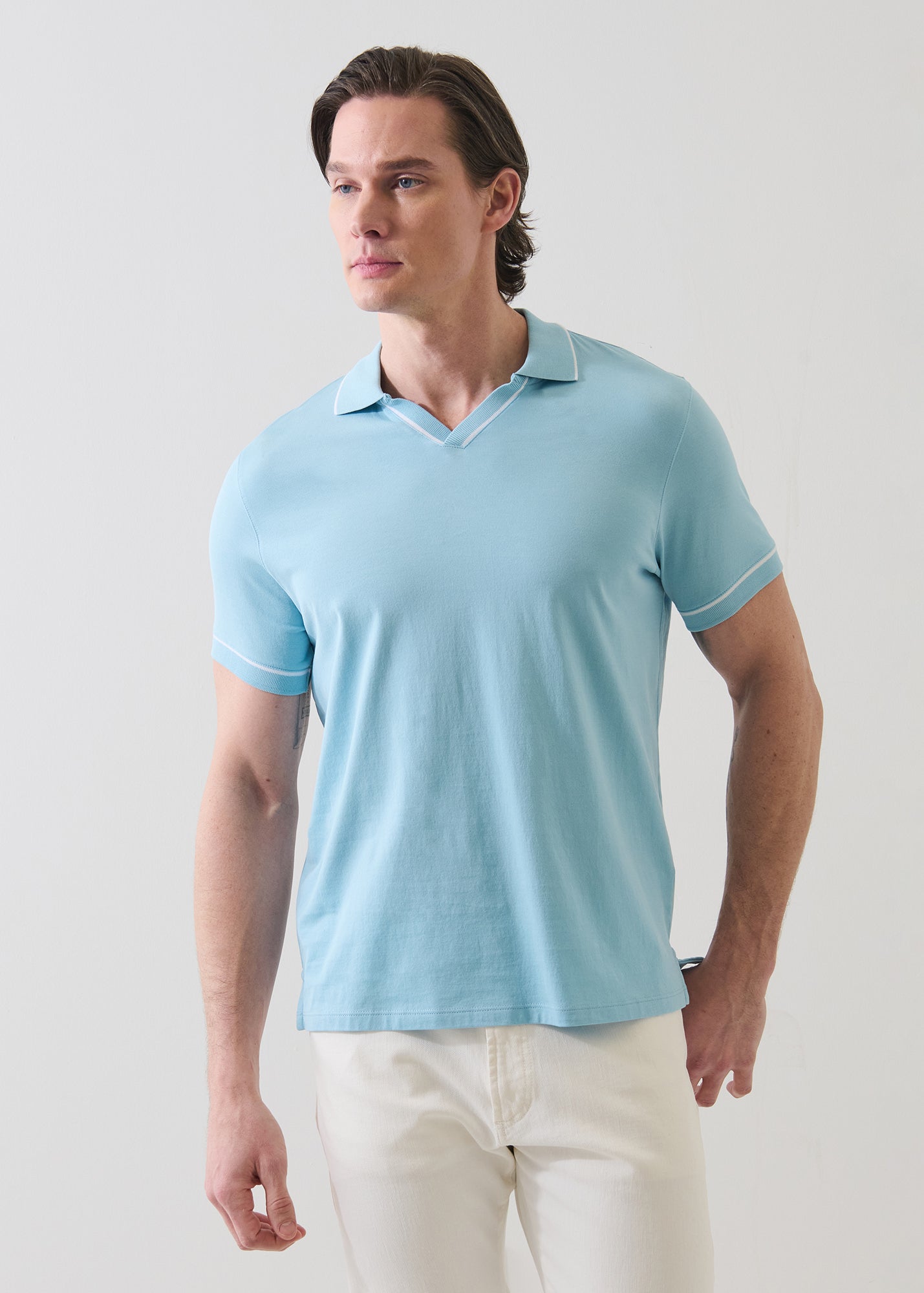 Mercerized Pima Cotton Tipped Open Polo - PATRICK ASSARAF
