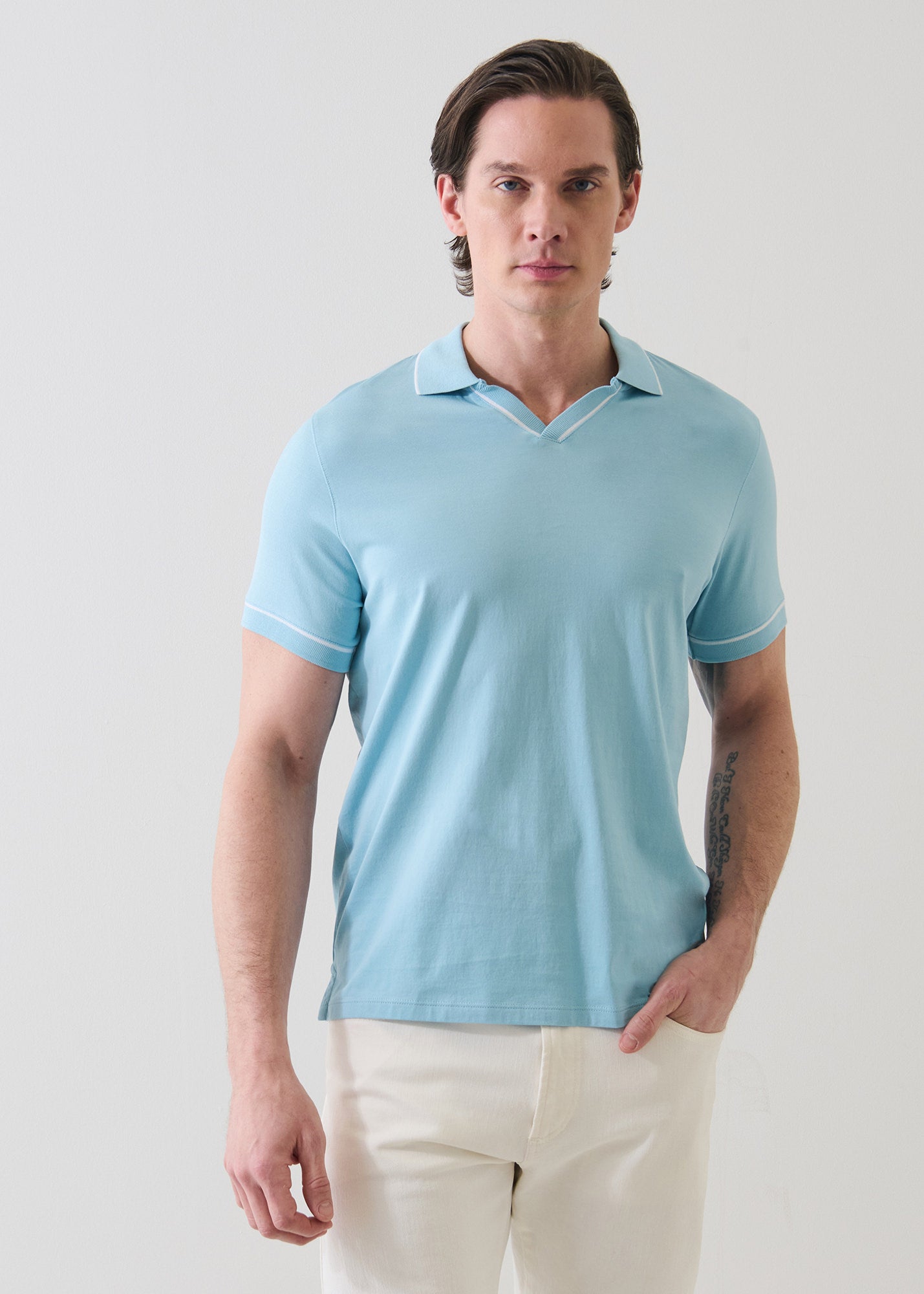 Mercerized Pima Cotton Tipped Open Polo - PATRICK ASSARAF