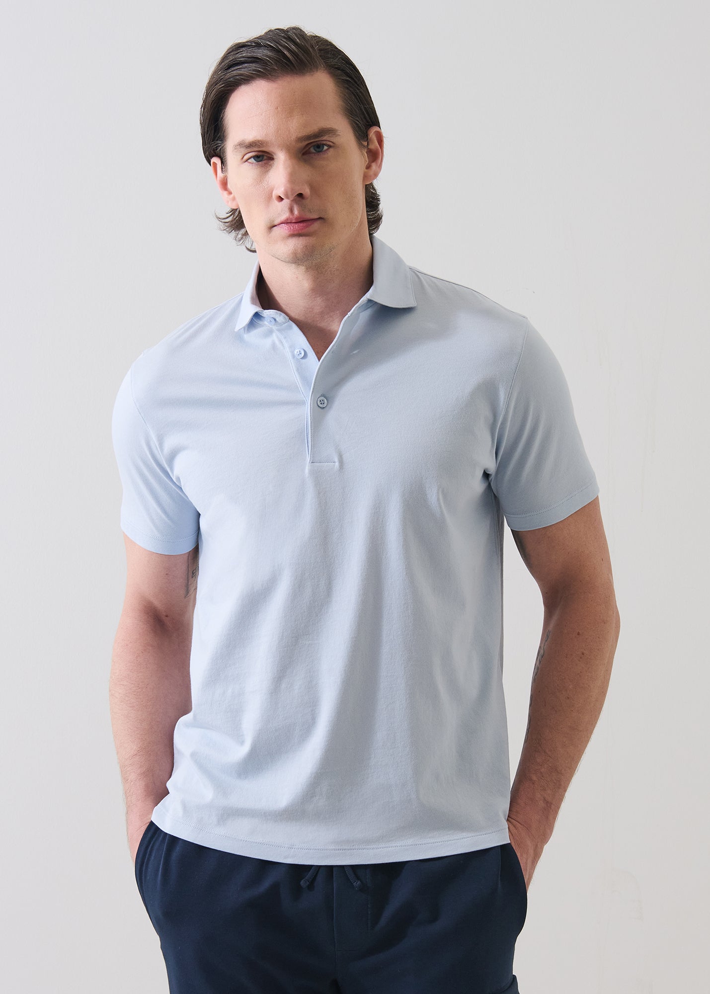 Mercerized Pima Cotton Button Polo - PATRICK ASSARAF