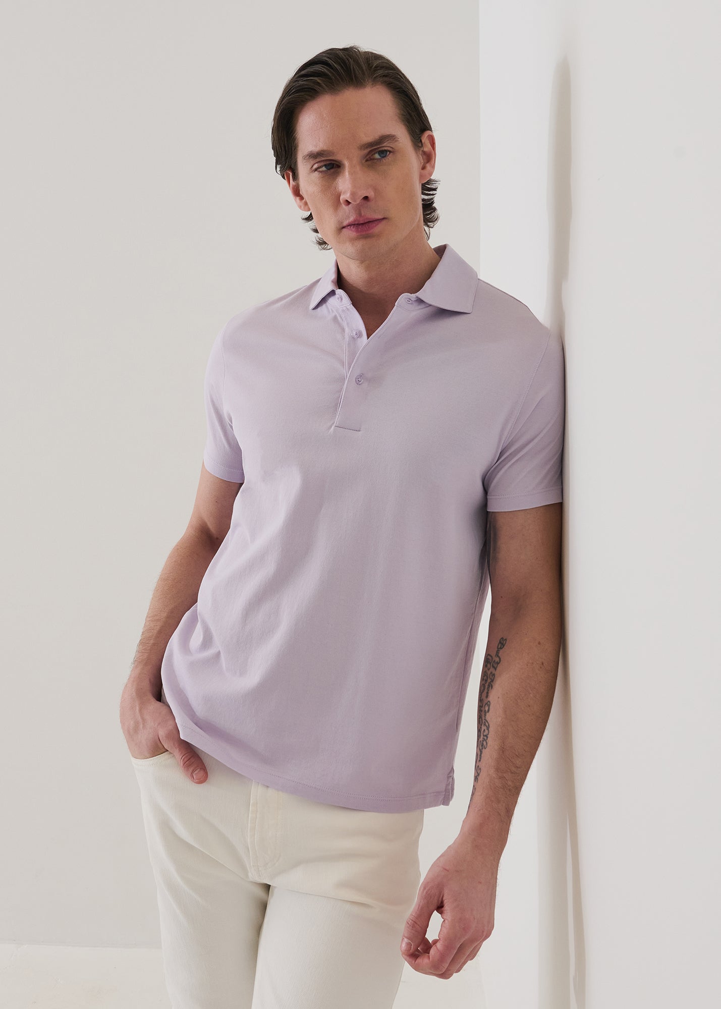 Mercerized Pima Cotton Button Polo - PATRICK ASSARAF