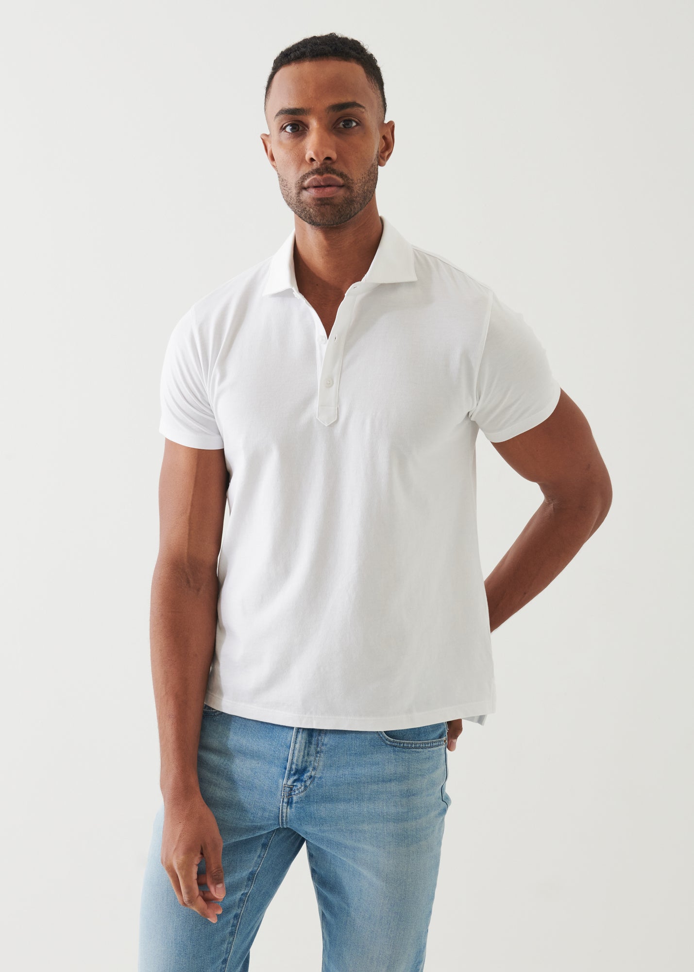 Organic Pima Cotton Button Polo - PATRICK ASSARAF