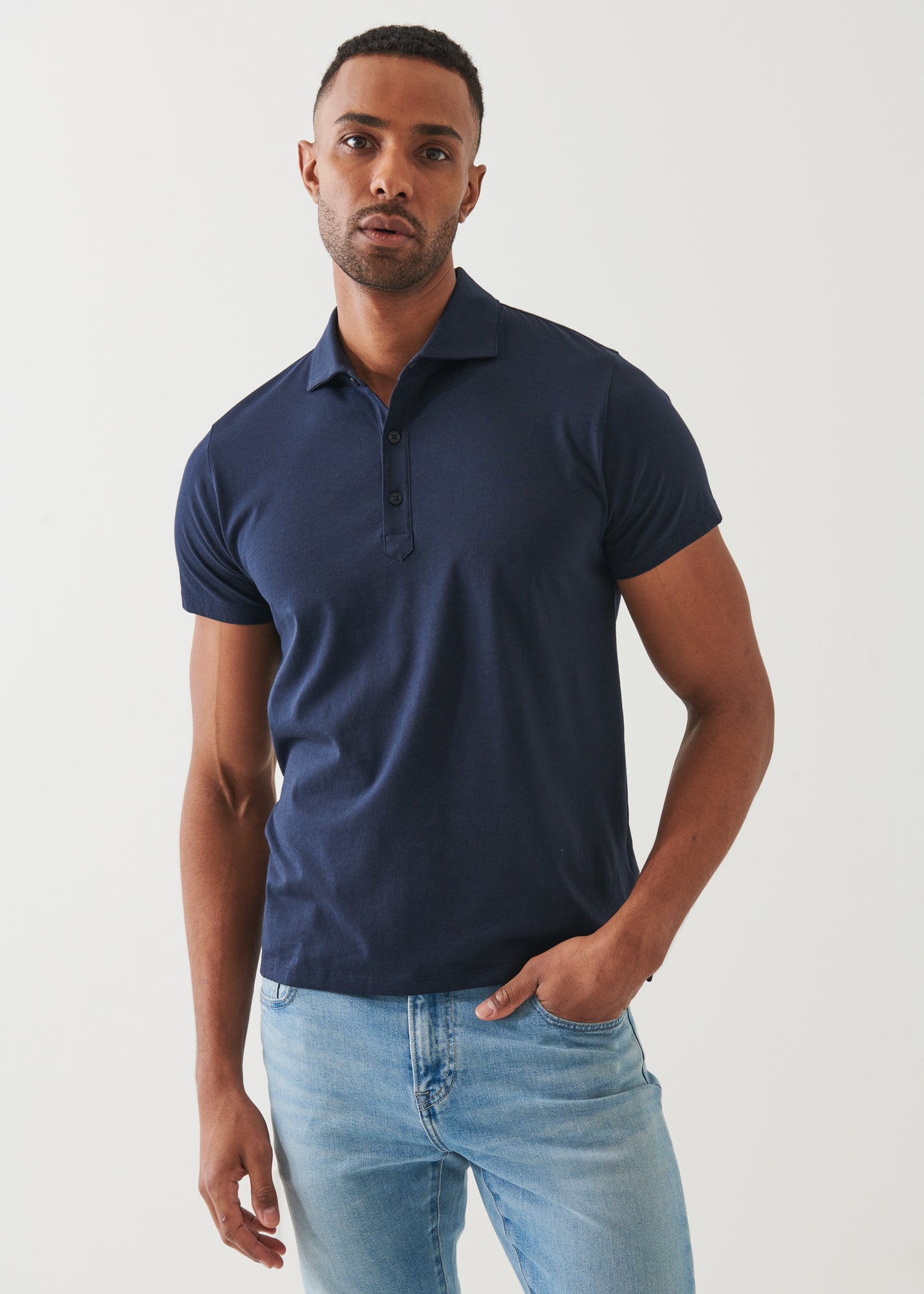 Organic Pima Cotton Button Polo - PATRICK ASSARAF