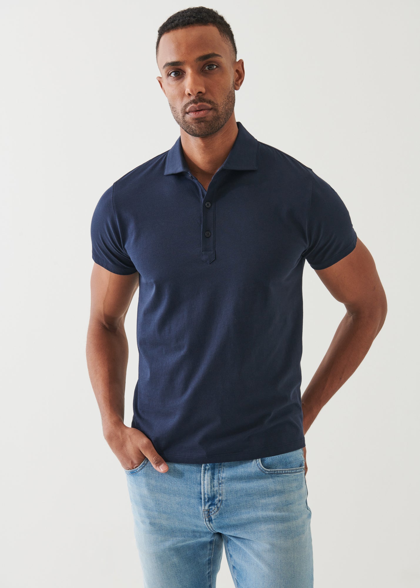 Organic Pima Cotton Button Polo - PATRICK ASSARAF