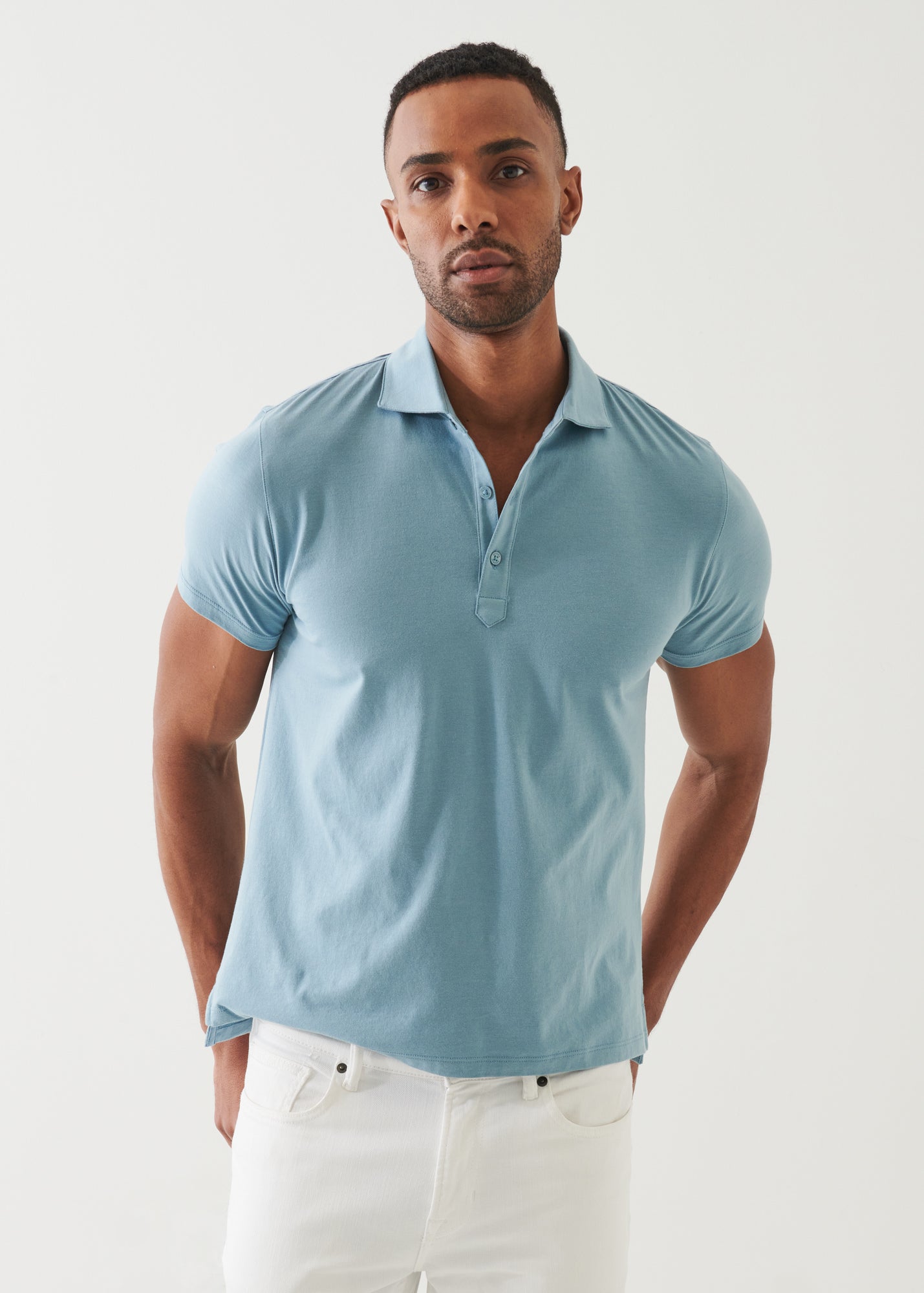 Organic Pima Cotton Button Polo - PATRICK ASSARAF