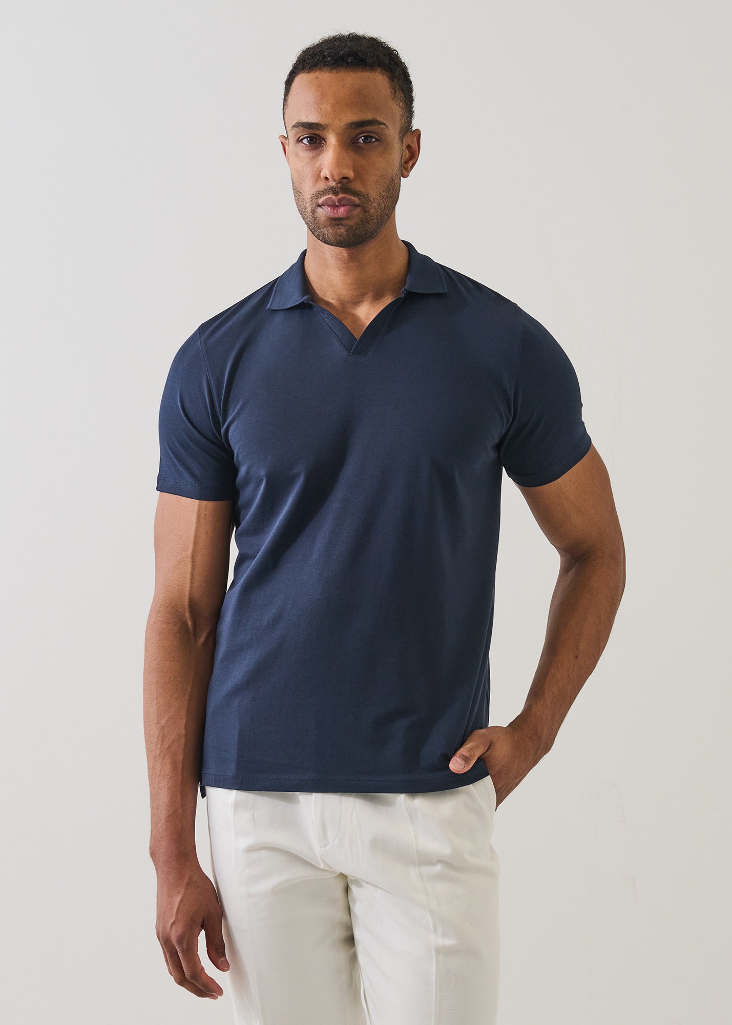 Pima Cotton Stretch Open Polo - PATRICK ASSARAF