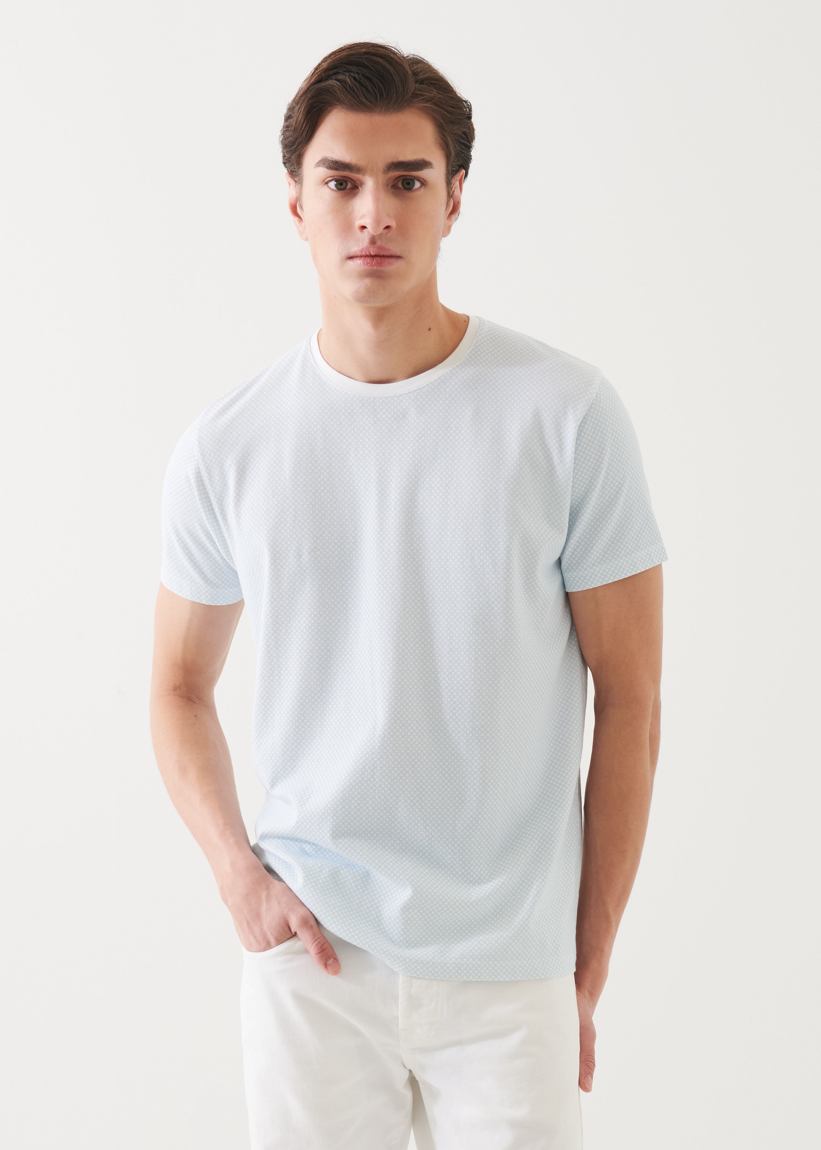 Pima Cotton Stretch Printed Crewneck