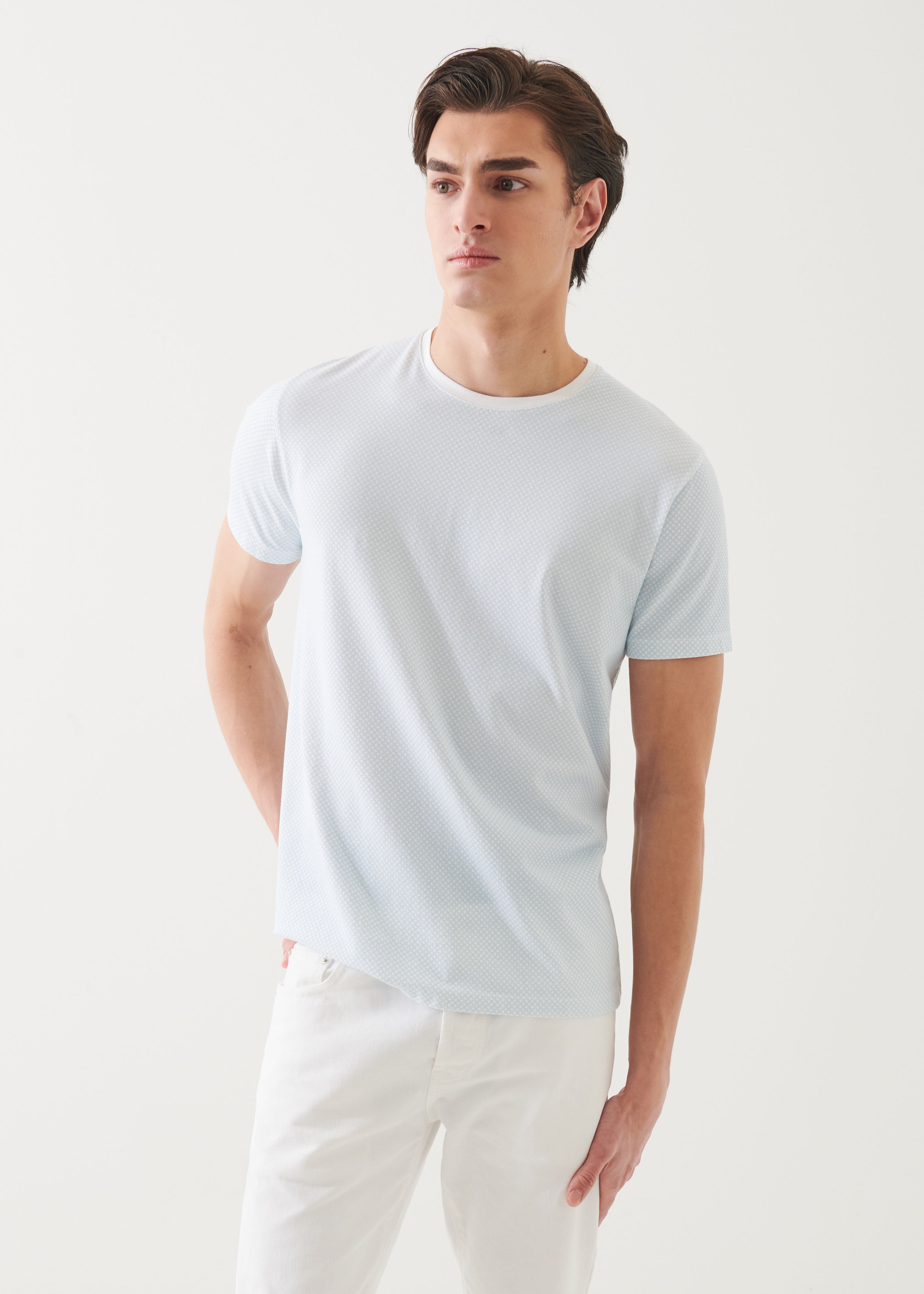 Pima Cotton Stretch Printed Crewneck