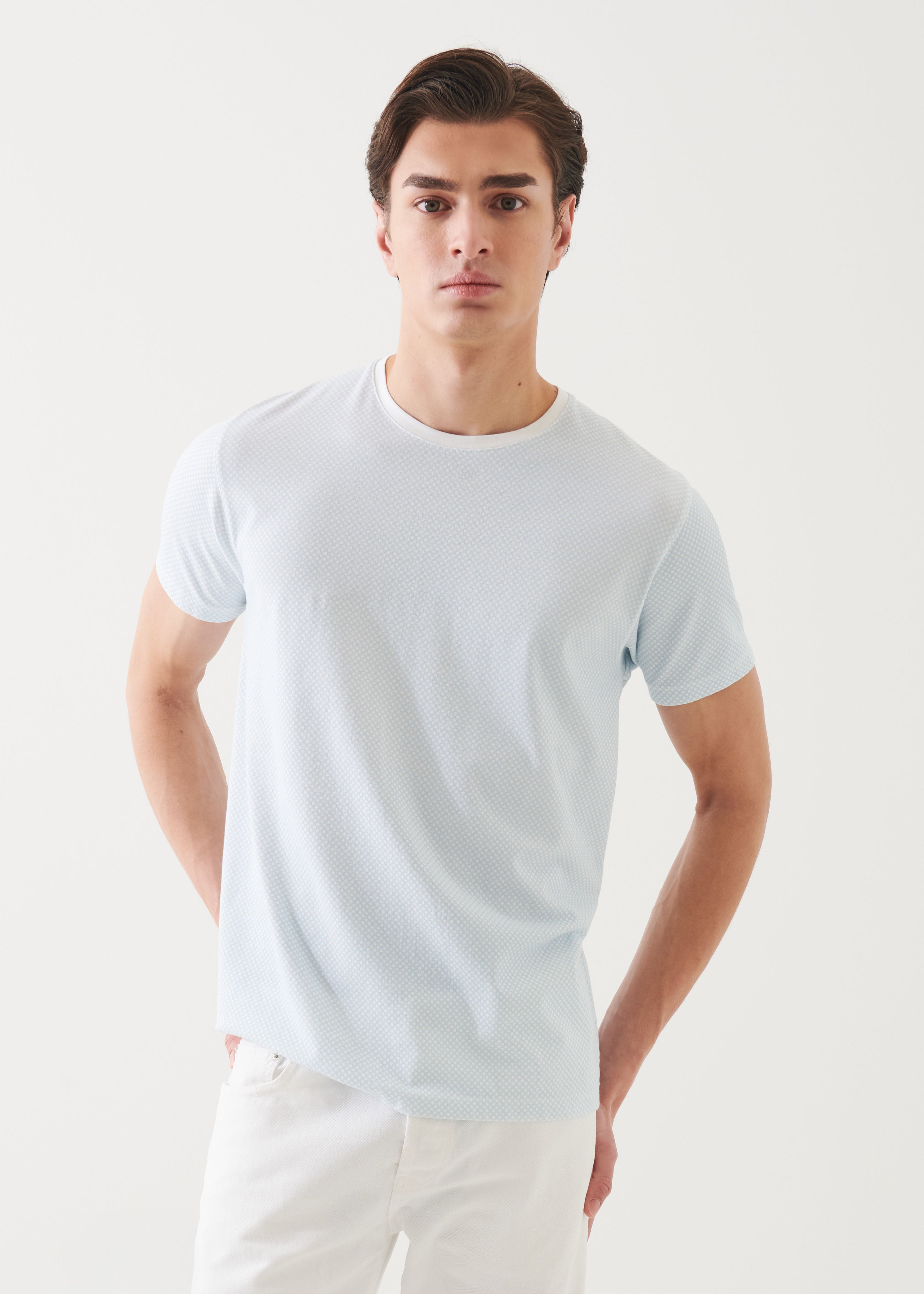Pima Cotton Stretch Printed Crewneck