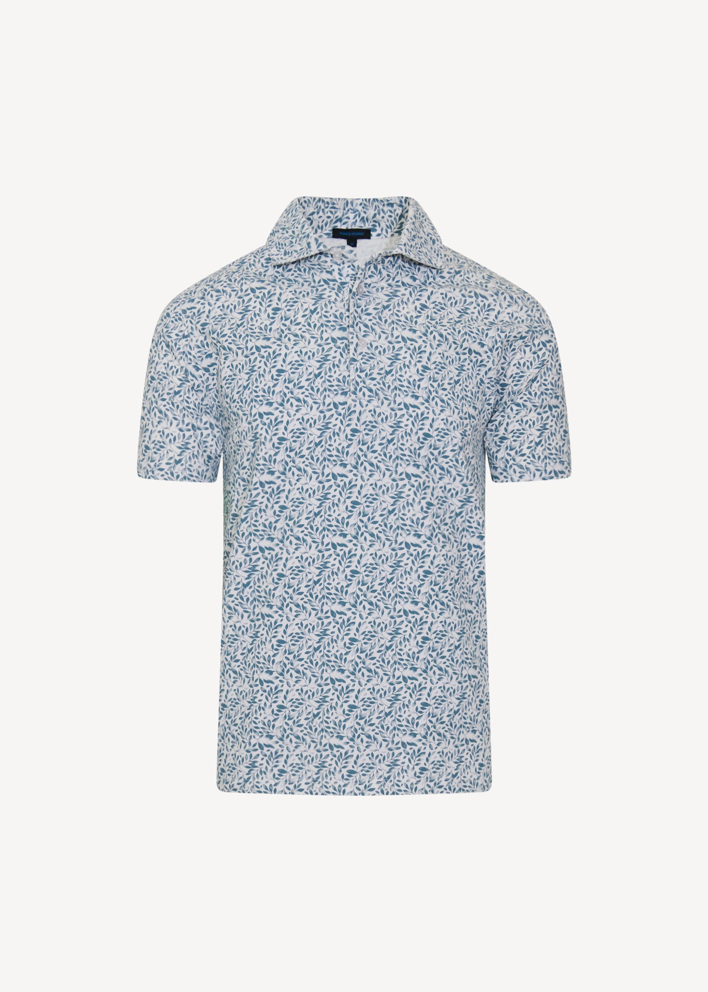 Pima Cotton Stretch Mini Leaf Print Polo - PATRICK ASSARAF