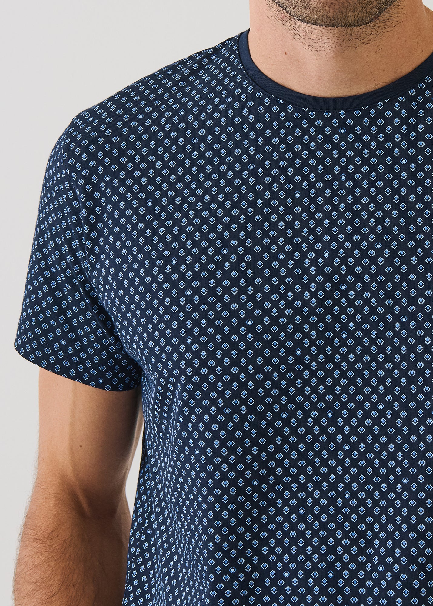 Pima Cotton Stretch Micro Medallion Print Crewneck