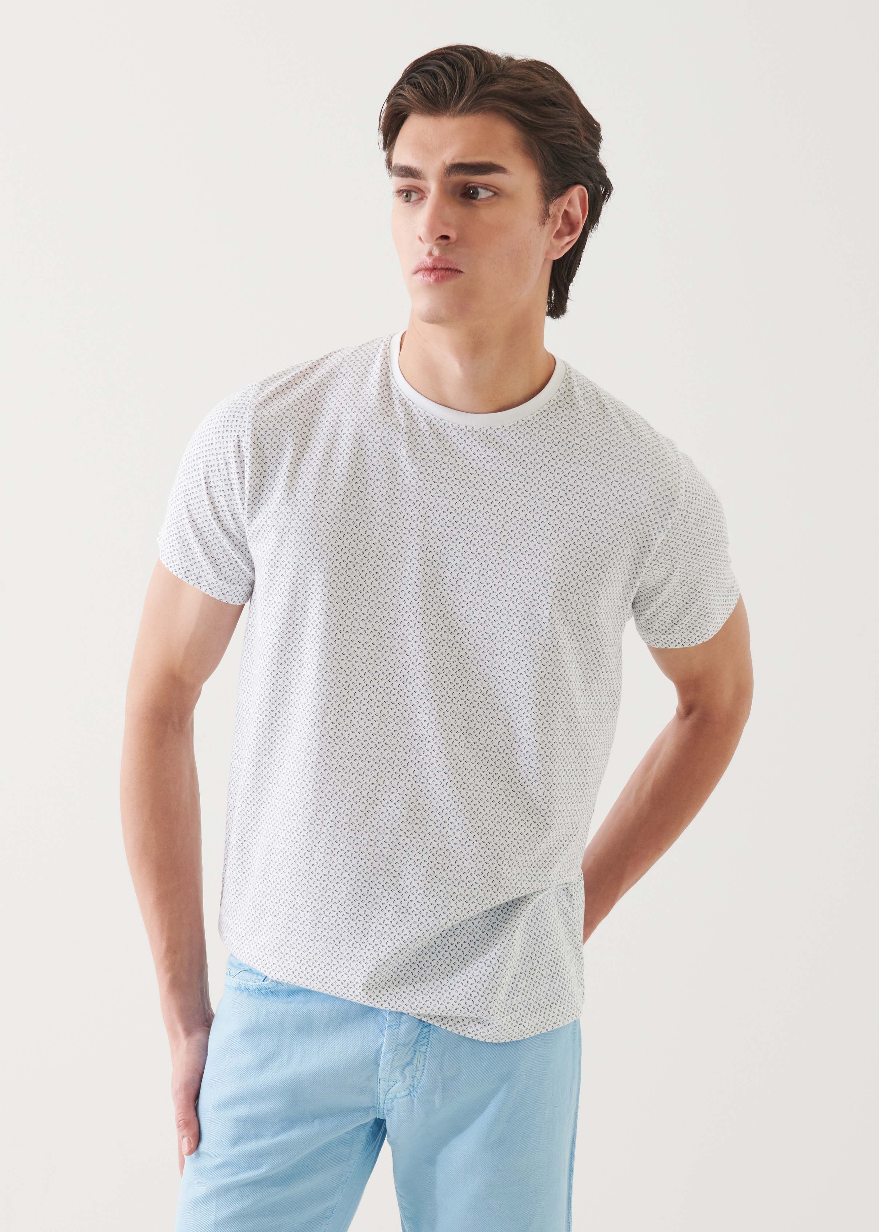 Pima Cotton Stretch Printed Crewneck - PATRICK ASSARAF