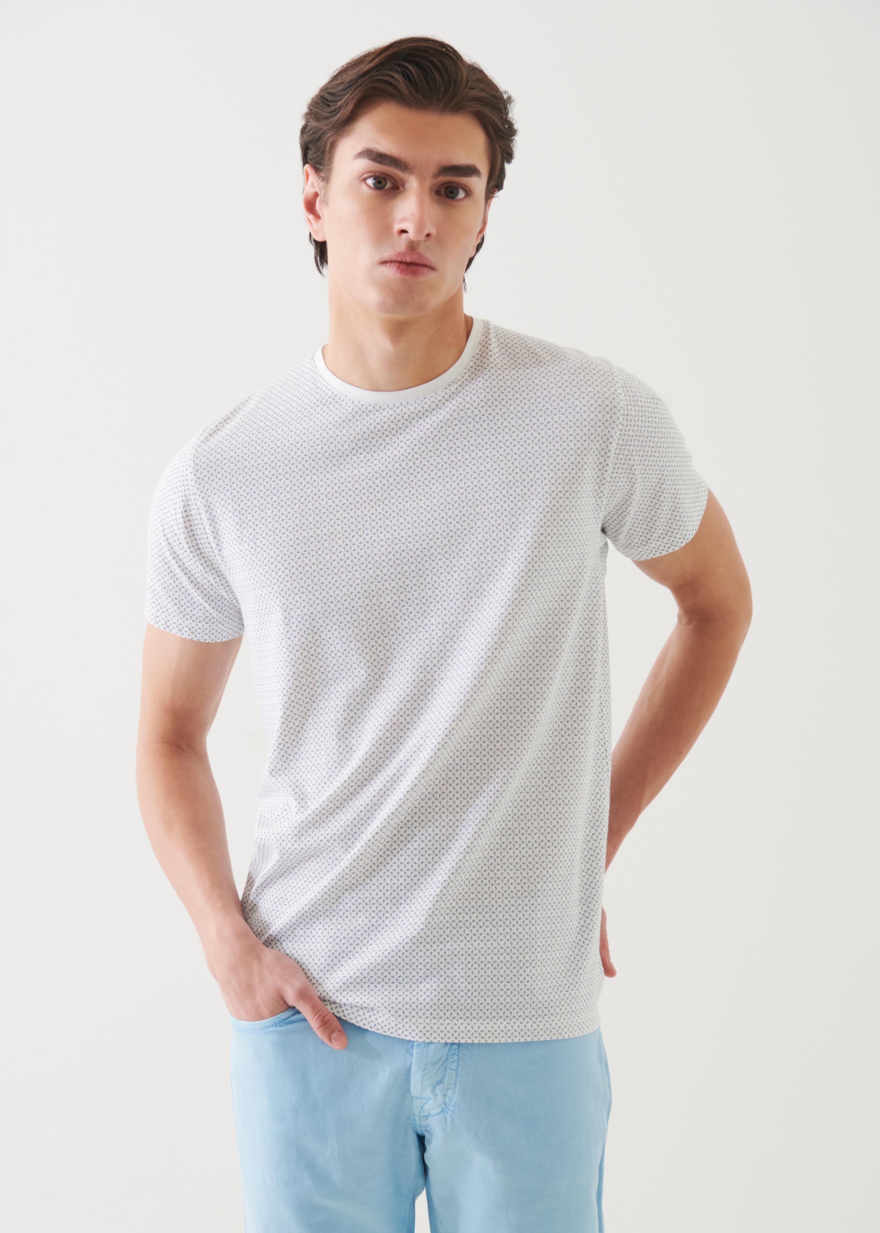 Pima Cotton Stretch Printed Crewneck - PATRICK ASSARAF